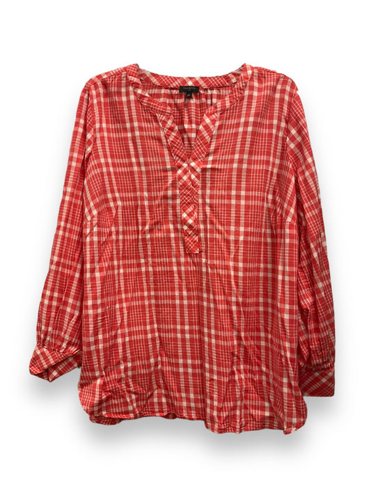 Top Long Sleeve By Talbots In Red & White, Size: 2x