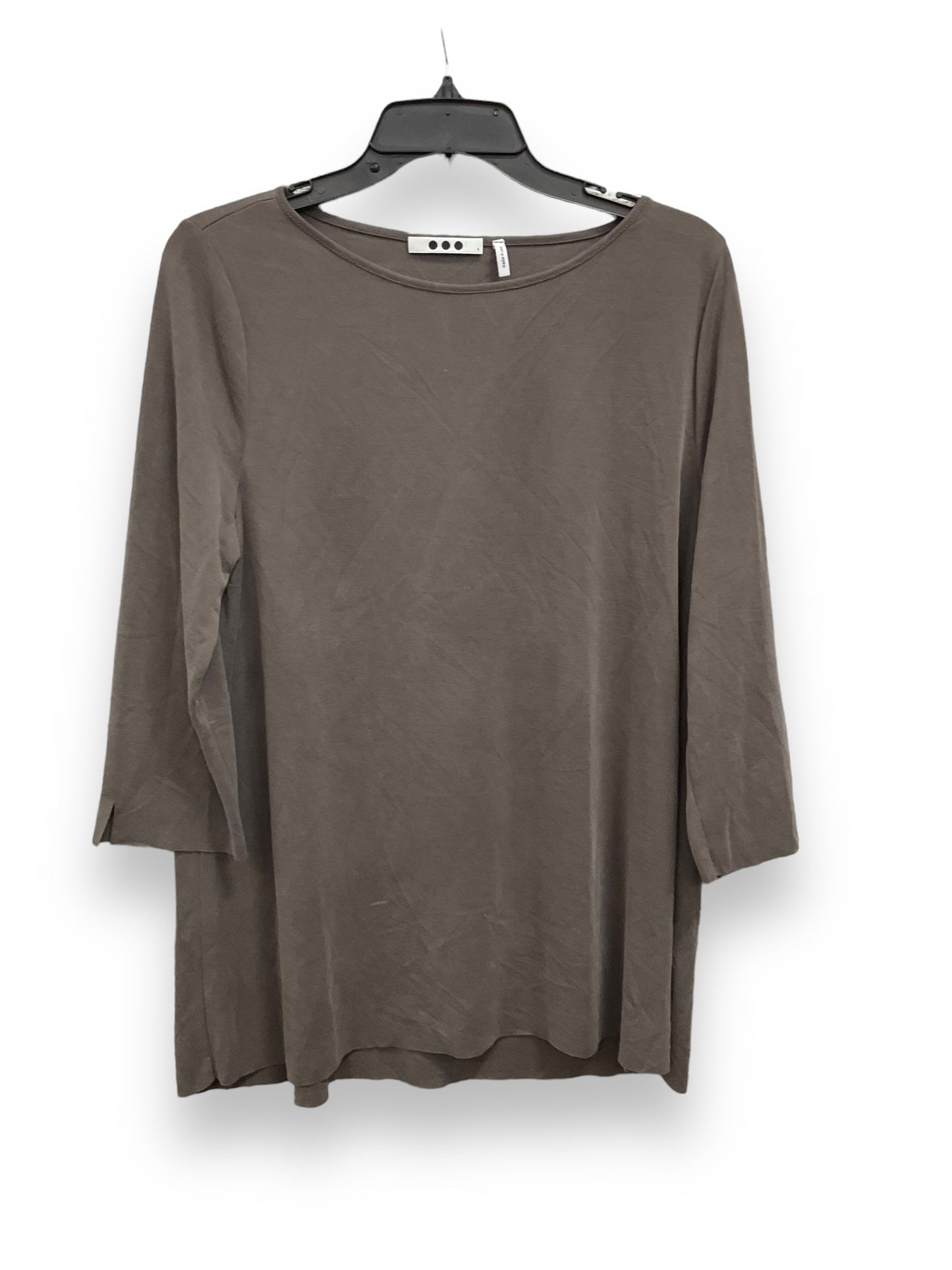 Top Long Sleeve By Three Dots In Taupe, Size: L