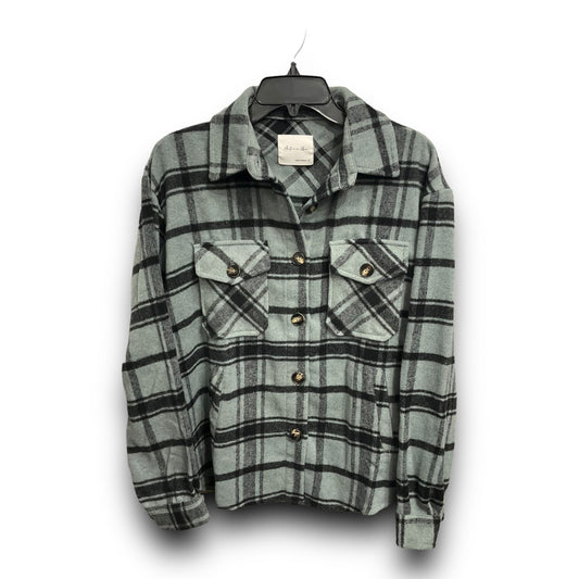 Jacket Shirt By Active Usa In Plaid Pattern, Size: S