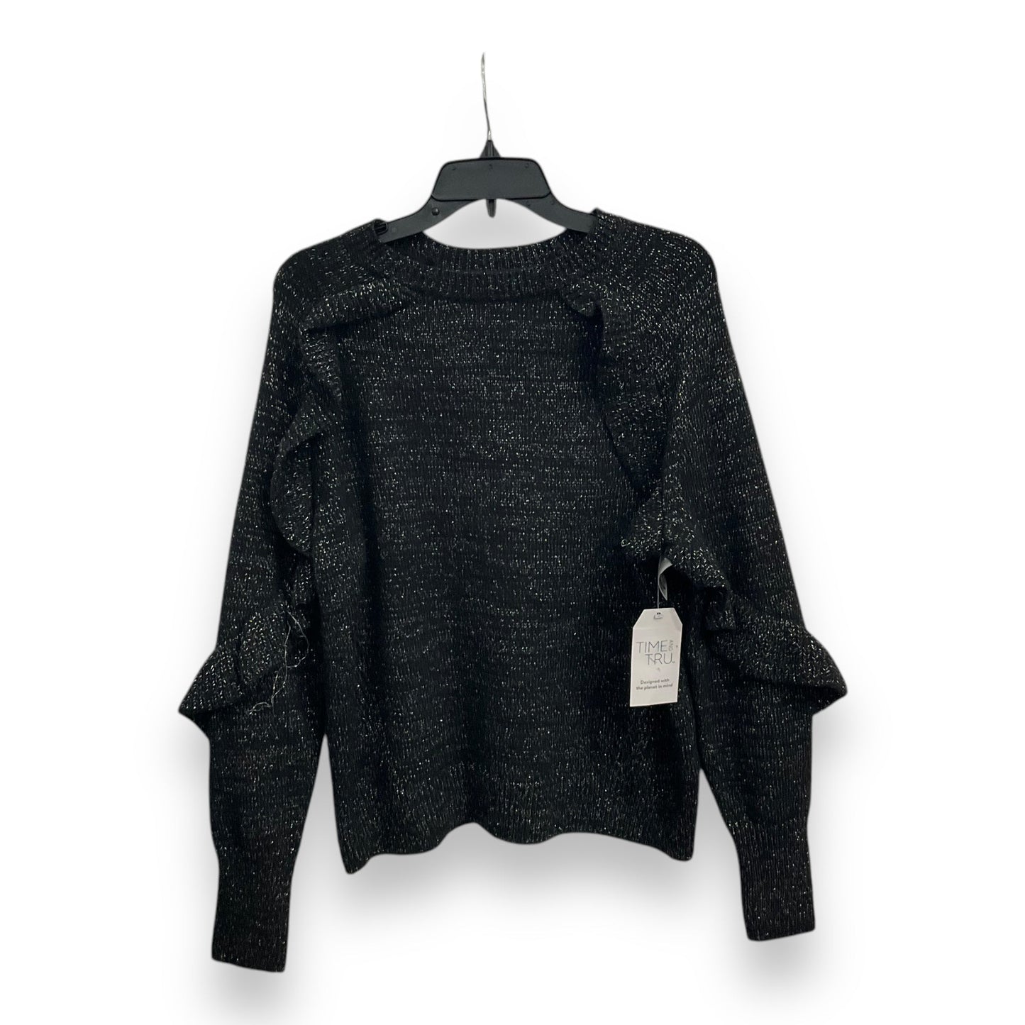 Sweater By Time And Tru In Black & Silver, Size: L