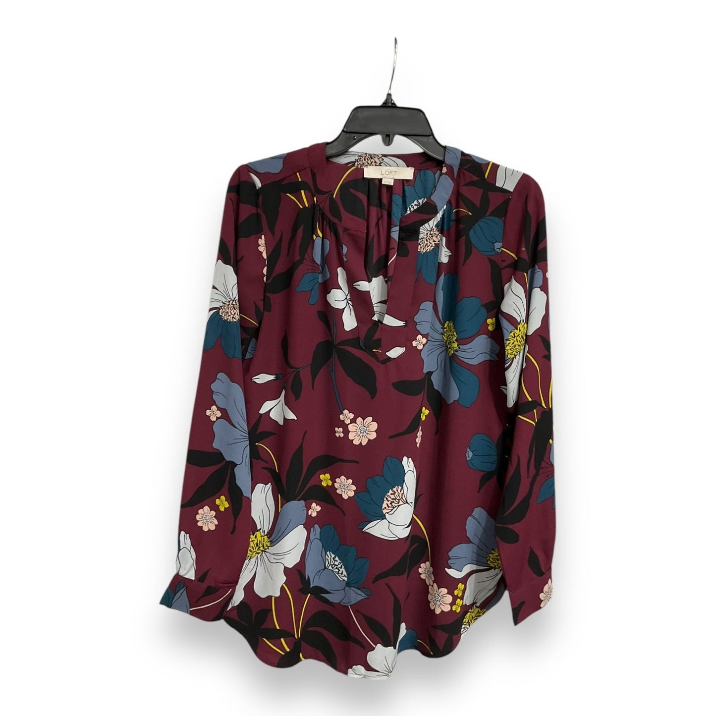 Blouse Long Sleeve By Loft In Floral Print, Size: Xs