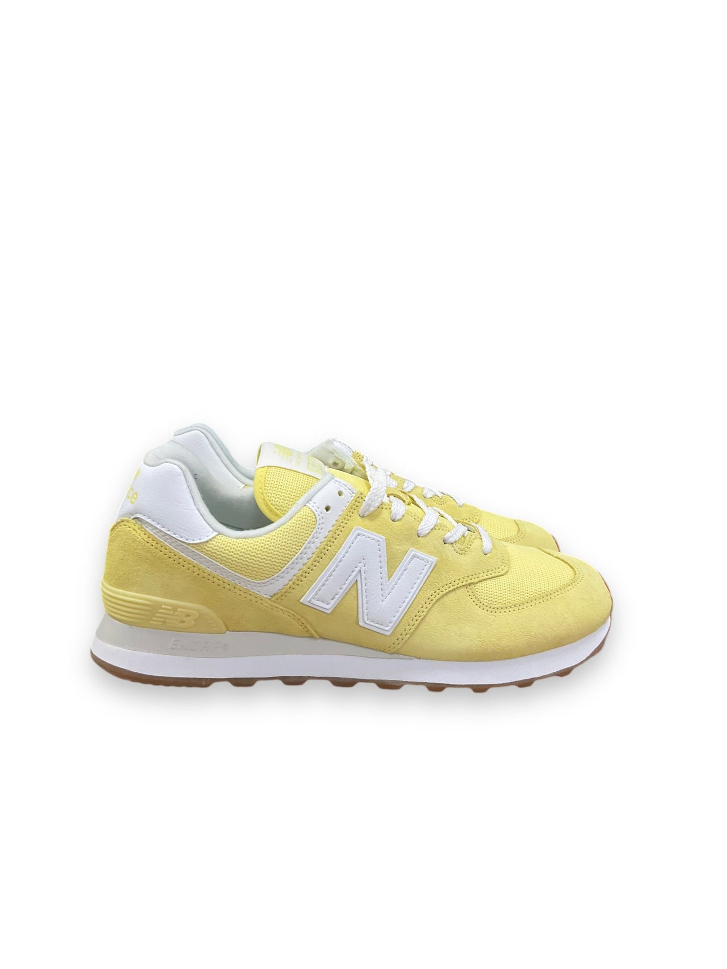 Shoes Sneakers By New Balance In White & Yellow, Size: 12