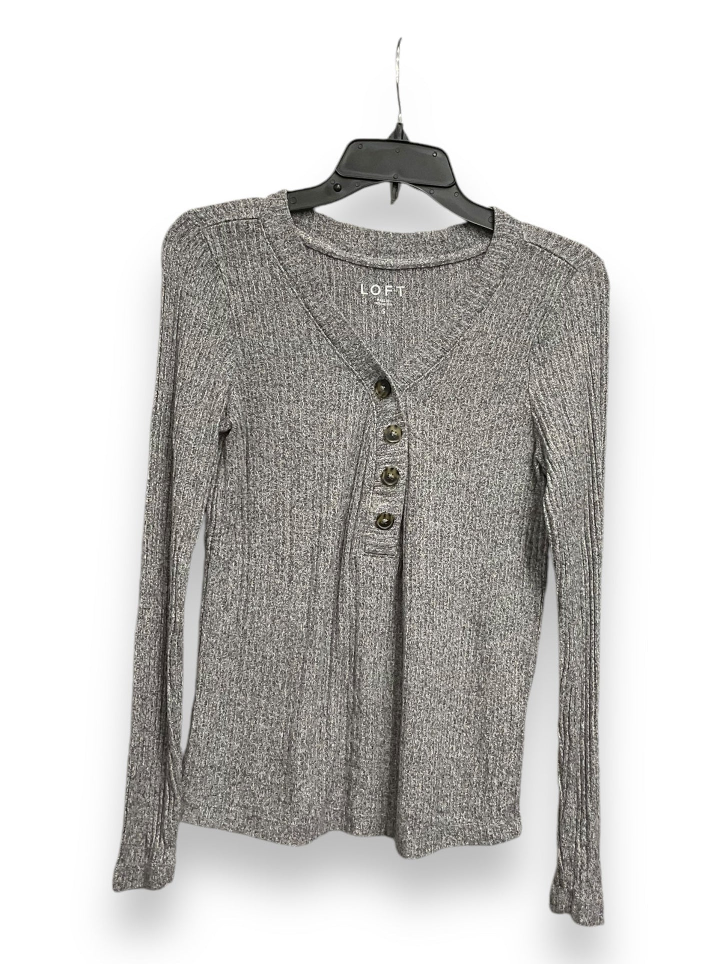 Top Long Sleeve Basic By Loft In Grey, Size: S