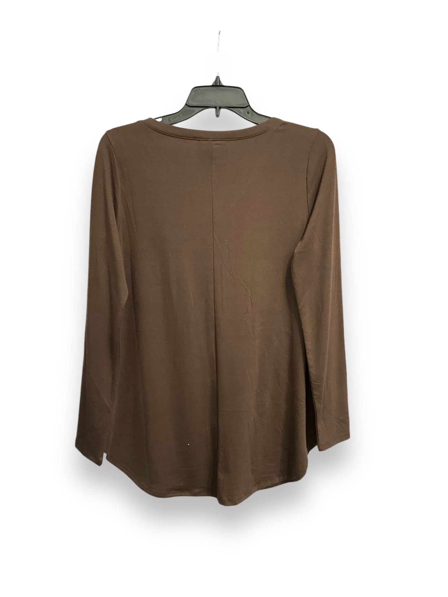 Top Long Sleeve Basic By Zenana Outfitters In Brown, Size: S