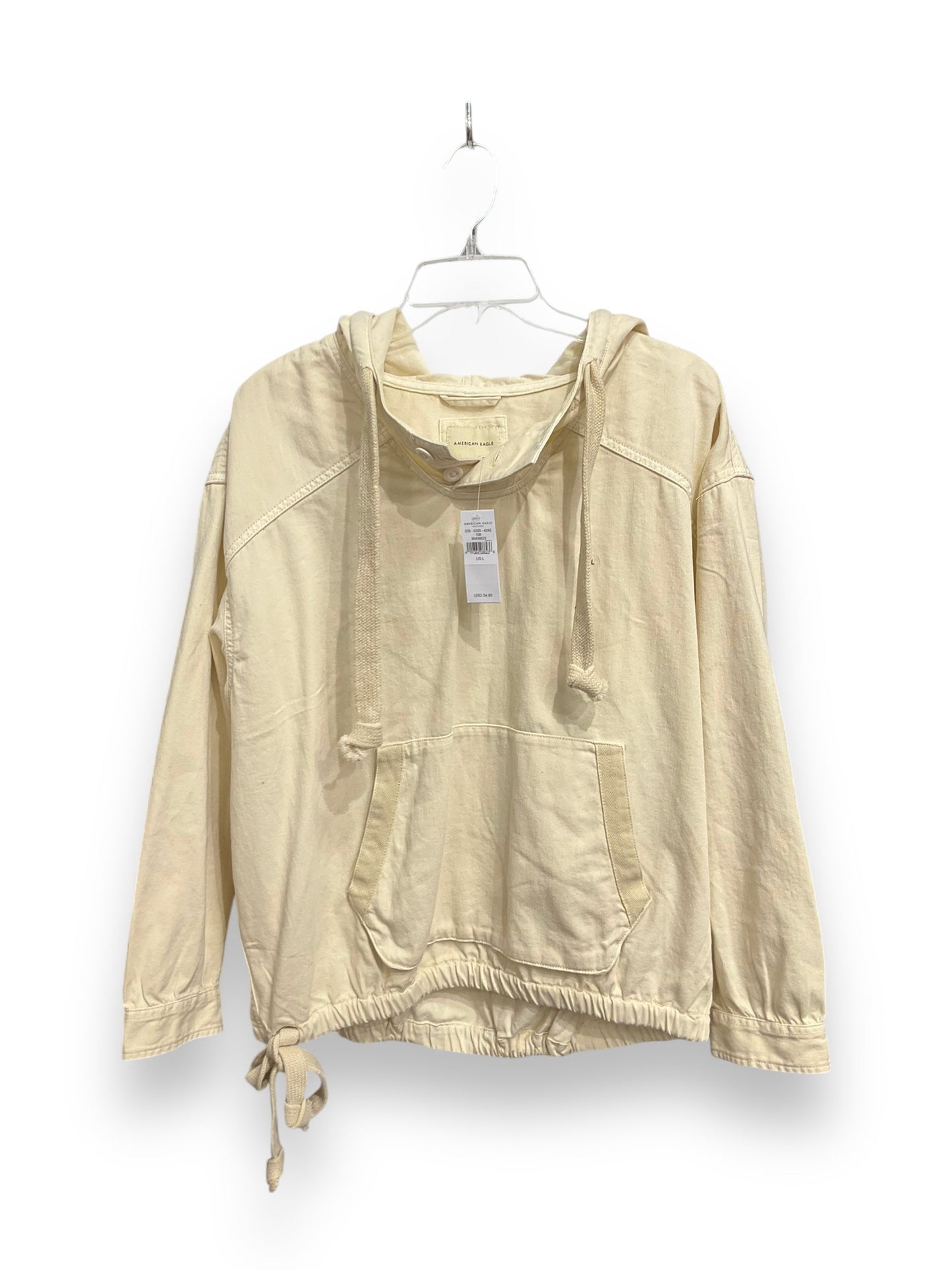 Sweatshirt Hoodie By American Eagle In Cream, Size: L