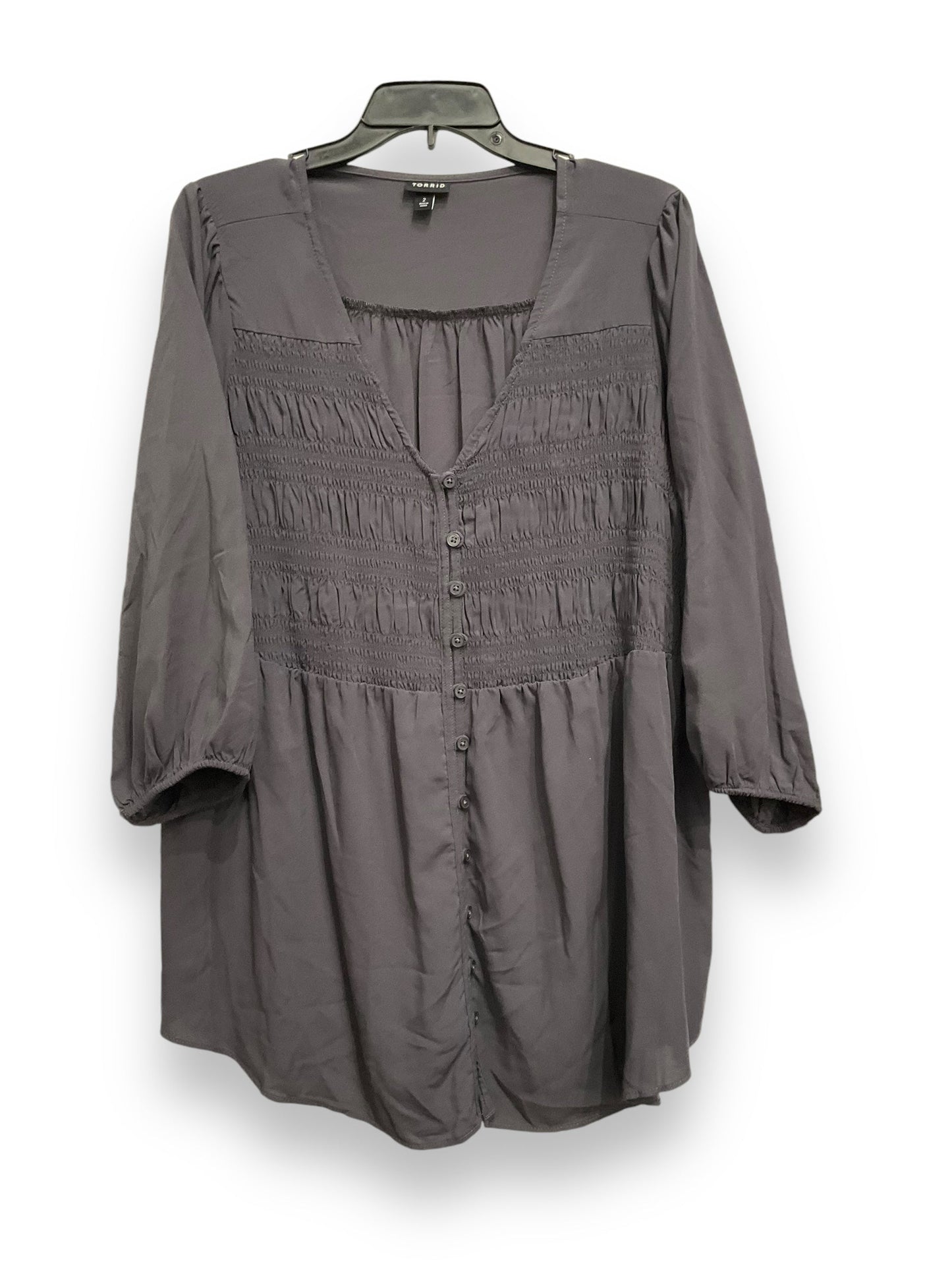 Blouse Long Sleeve By Torrid In Grey, Size: 2x