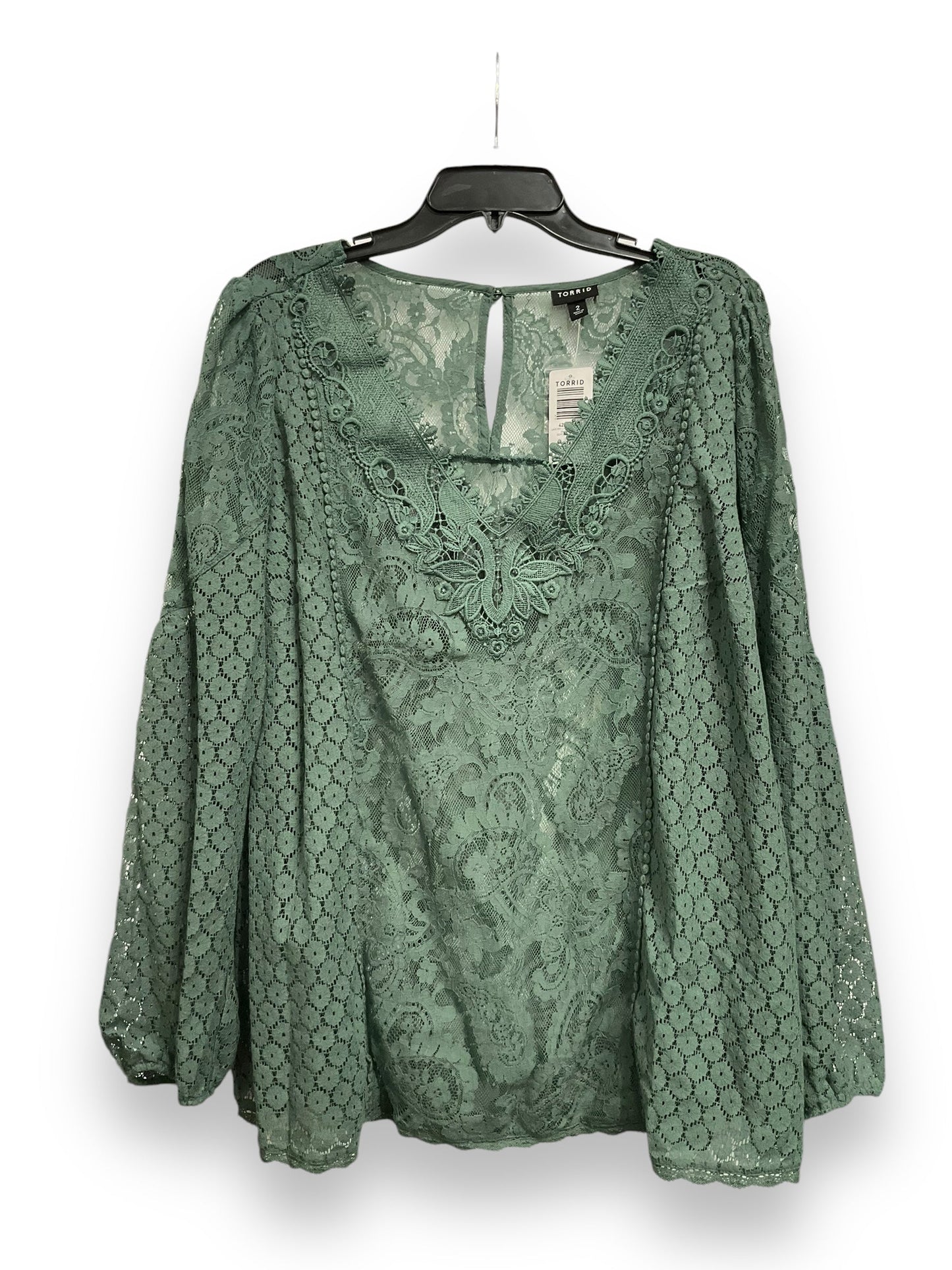 Top Long Sleeve By Torrid In Green, Size: 2x