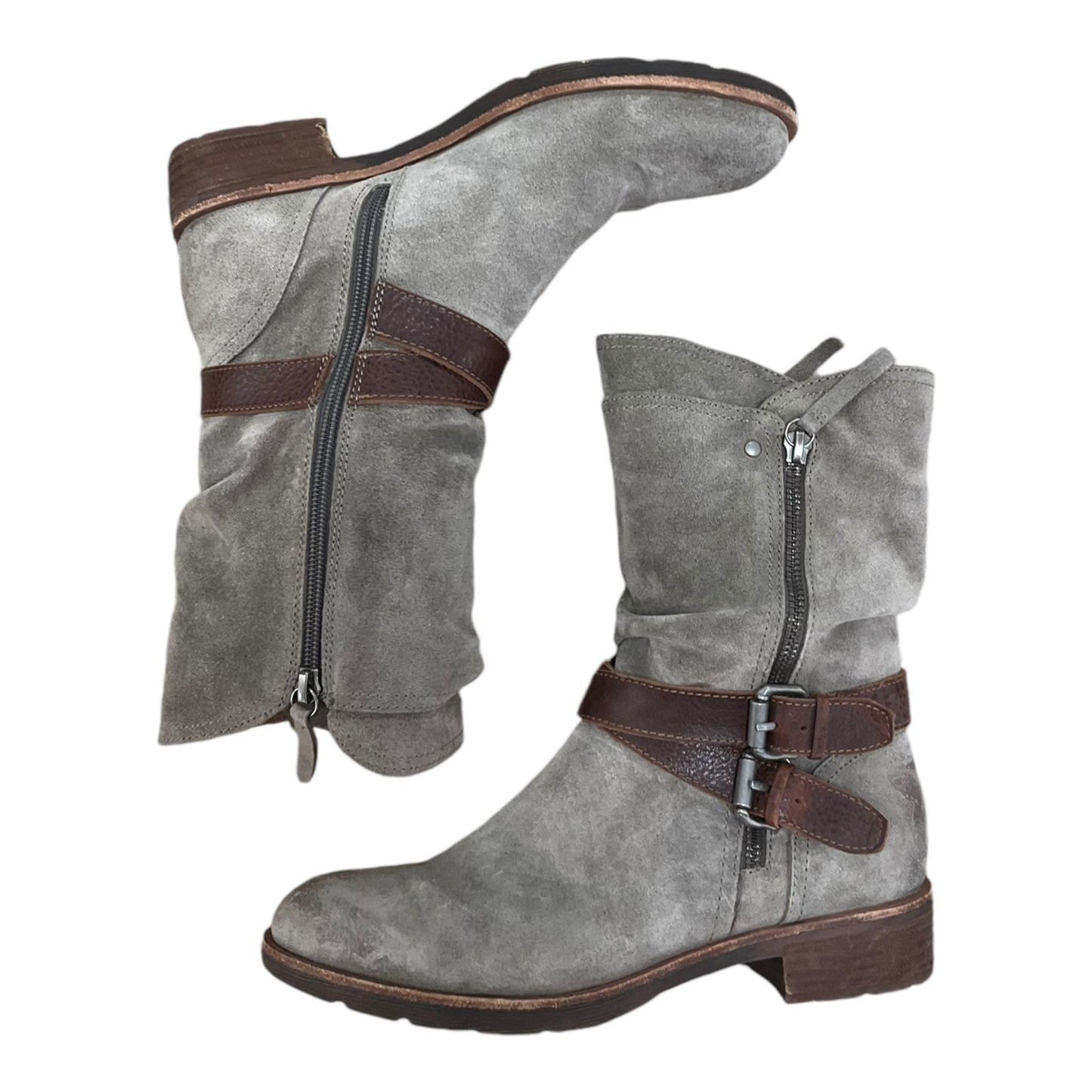 Boots Ankle Heels By Sofft In Grey, Size: 7.5