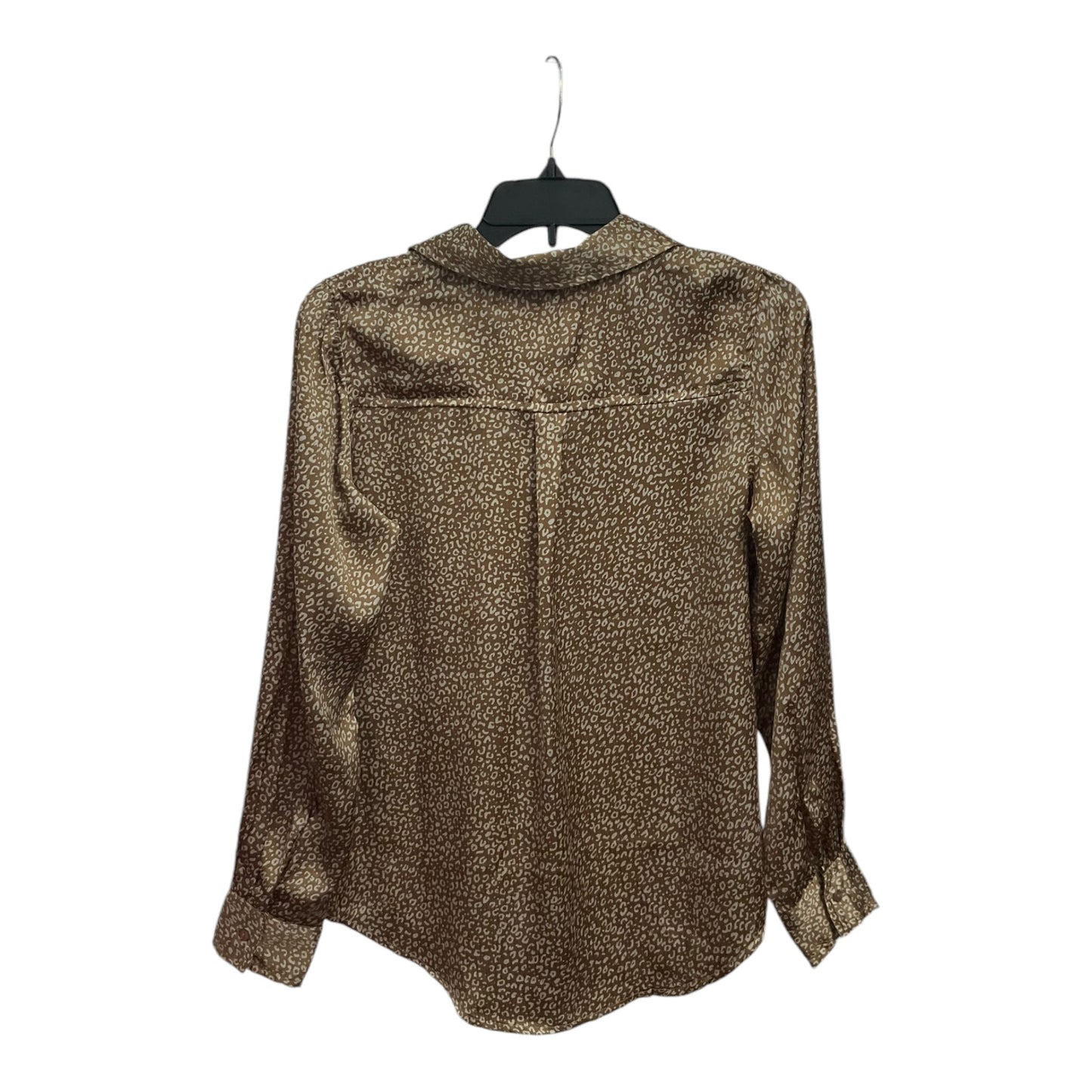 Blouse Long Sleeve By Japna In Brown & Cream, Size: S