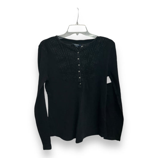 Top Long Sleeve Basic By Chaps In Black, Size: M