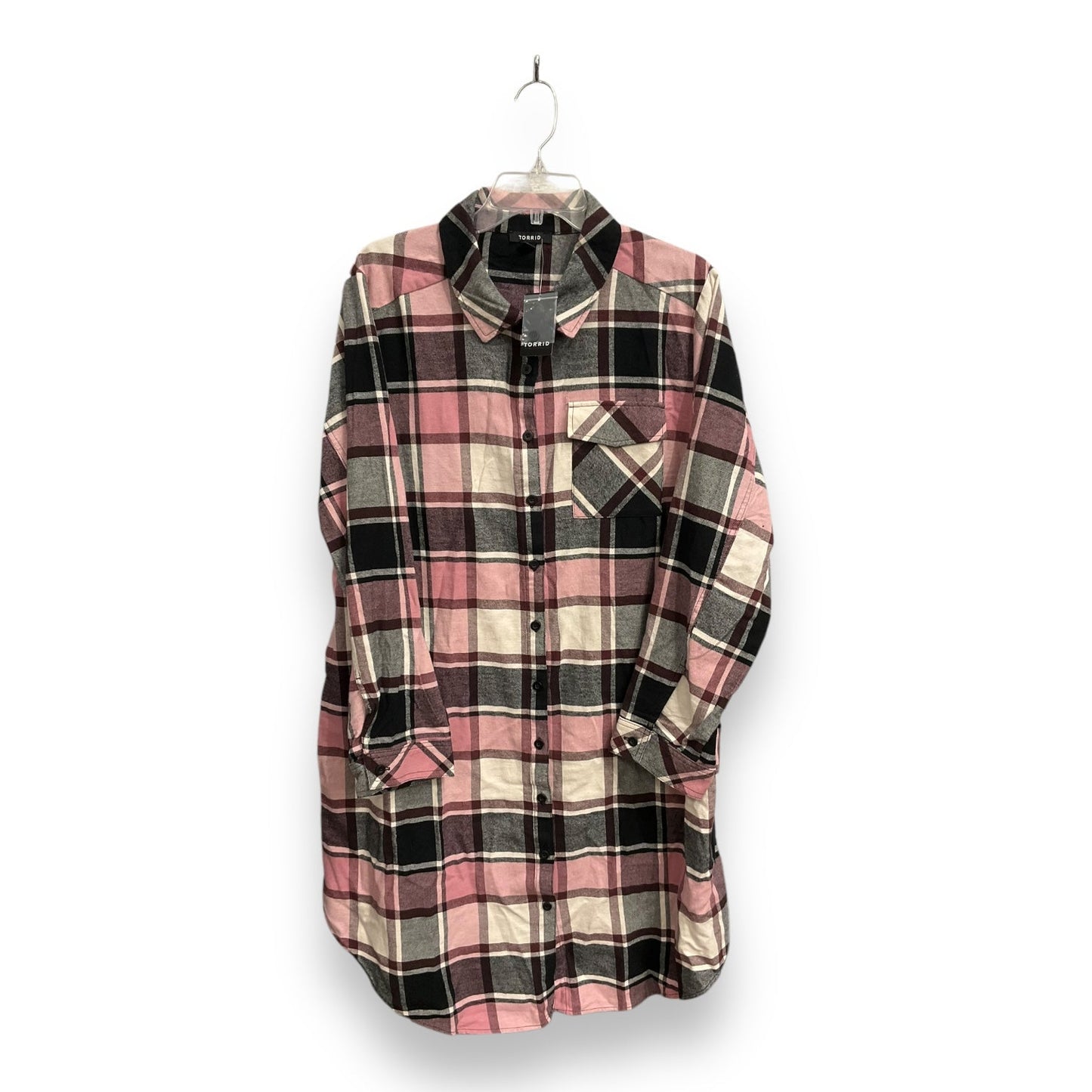 Top Long Sleeve By Torrid In Plaid Pattern, Size: 2x