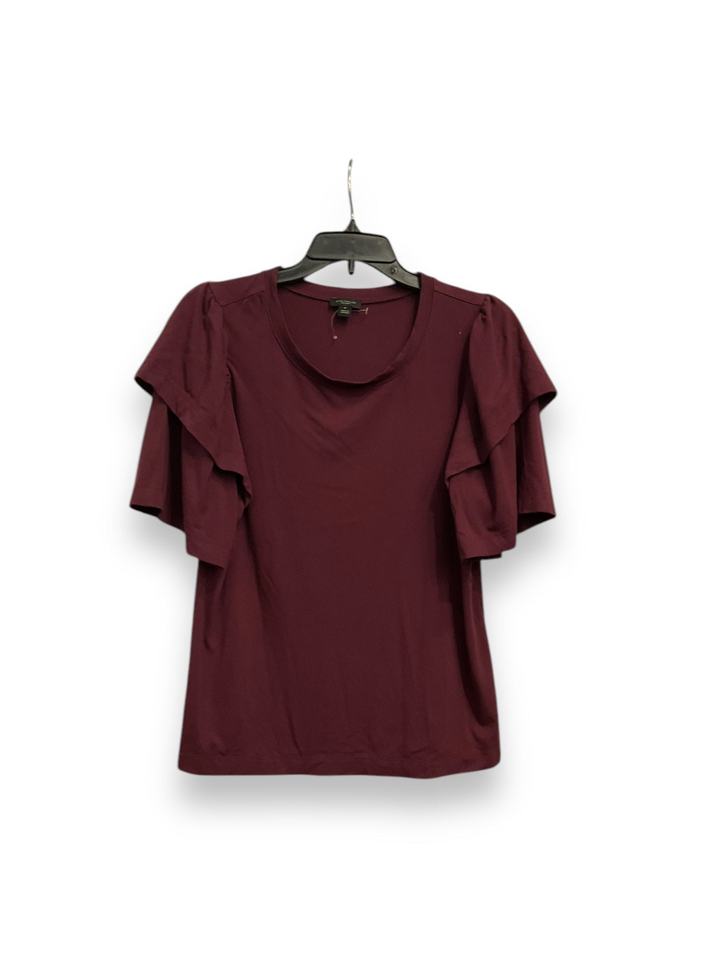 Top Short Sleeve Basic By Ann Taylor In Maroon, Size: M