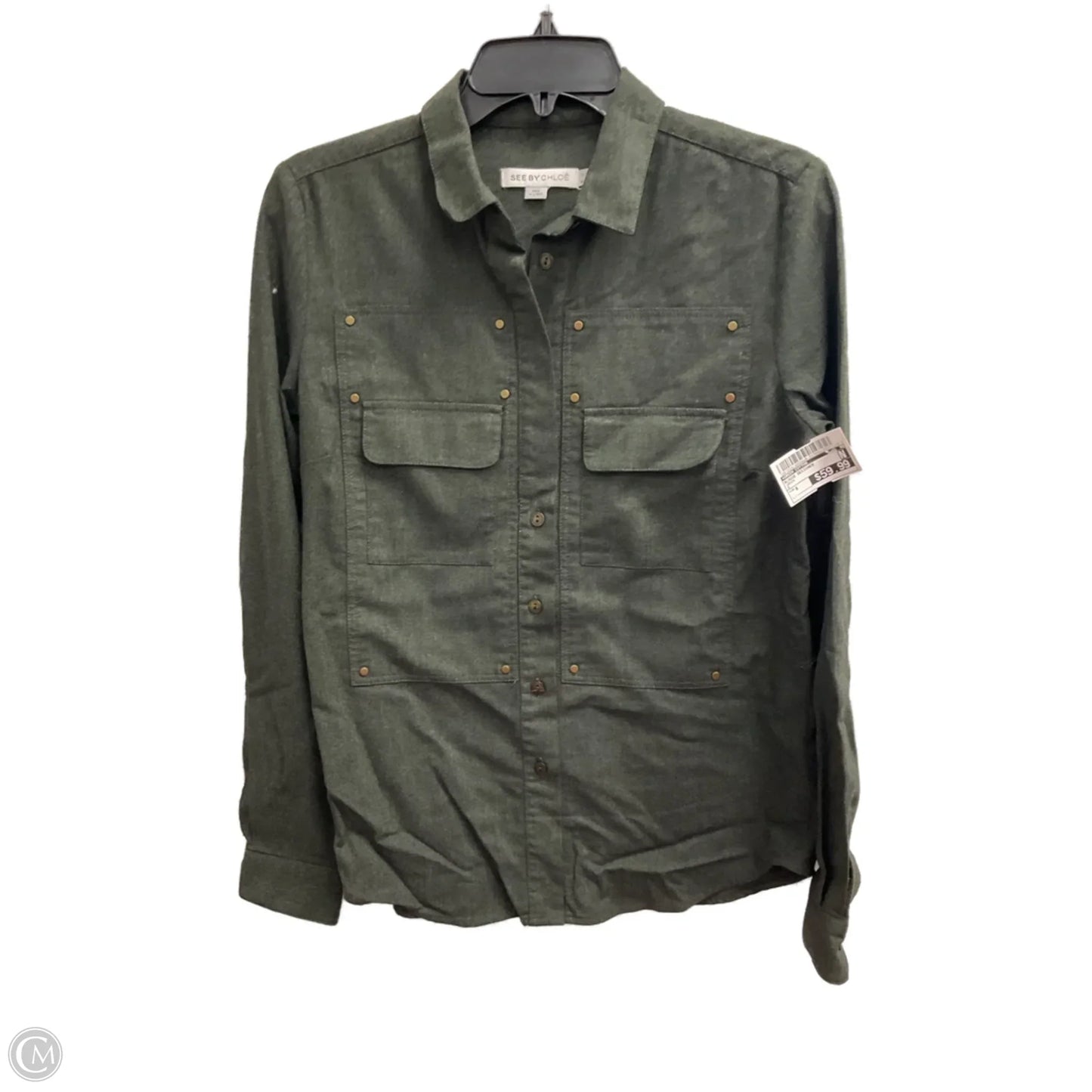 Blouse Designer By Green Cotton In Green, Size: 8