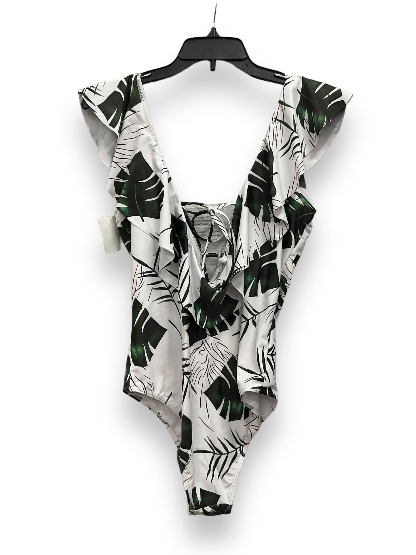 Swimsuit By Clothes Mentor In Green & White, Size: M