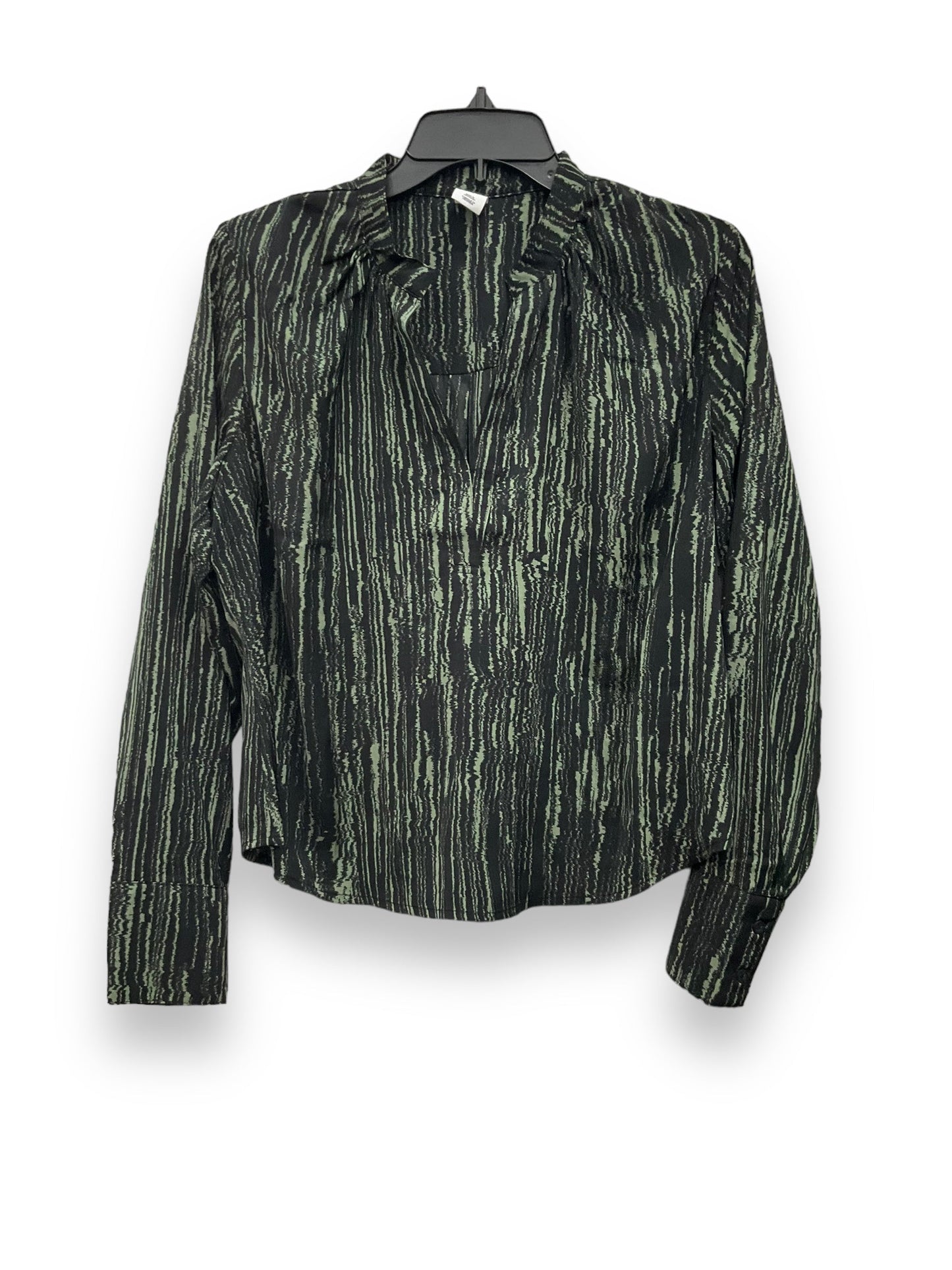 Black & Green Blouse Long Sleeve Melrose And Market, Size M