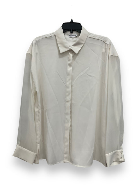 Cream Blouse Long Sleeve Calvin Klein, Size L