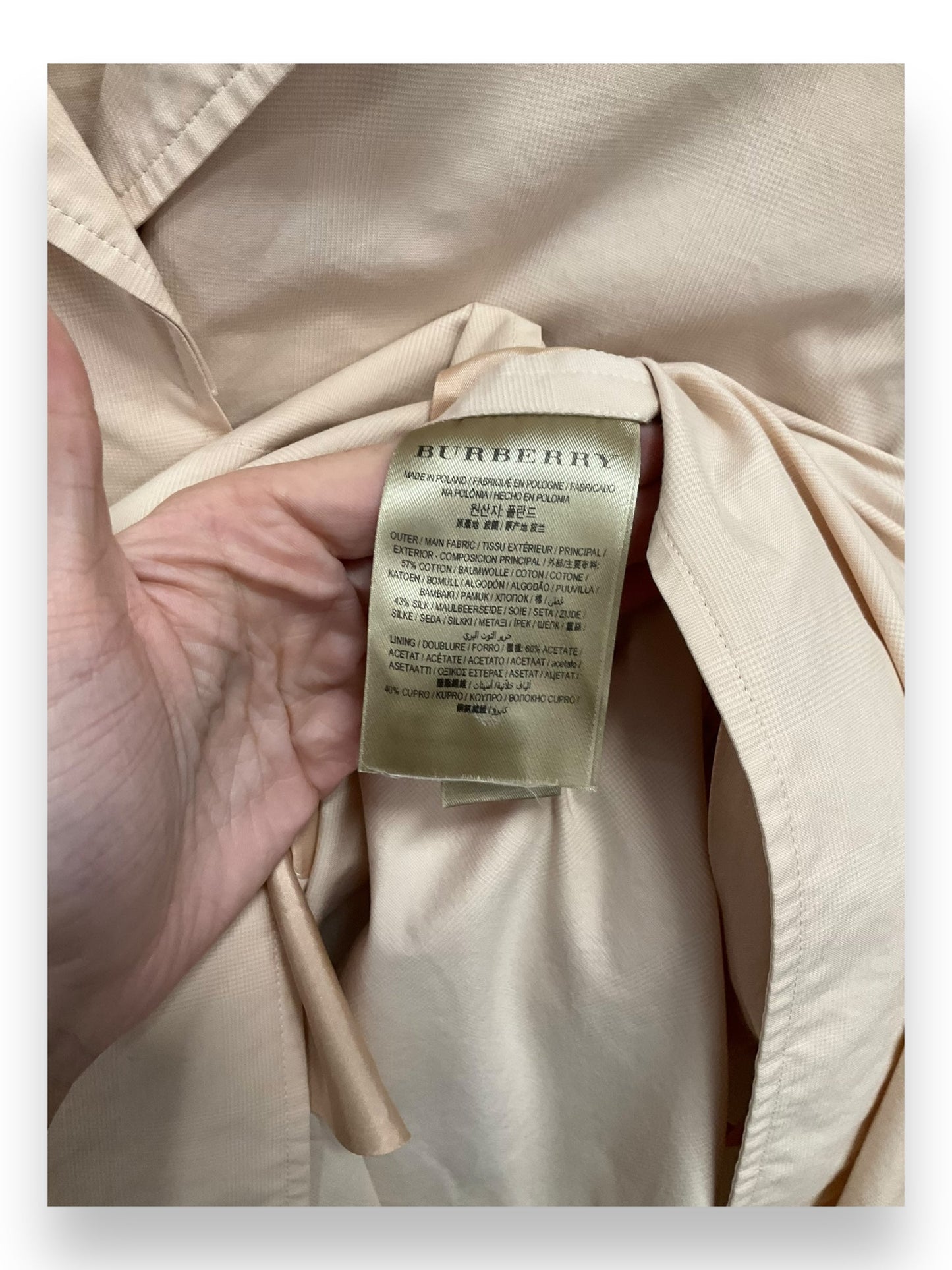 Tan Coat Luxury Designer Burberry, Size Xs