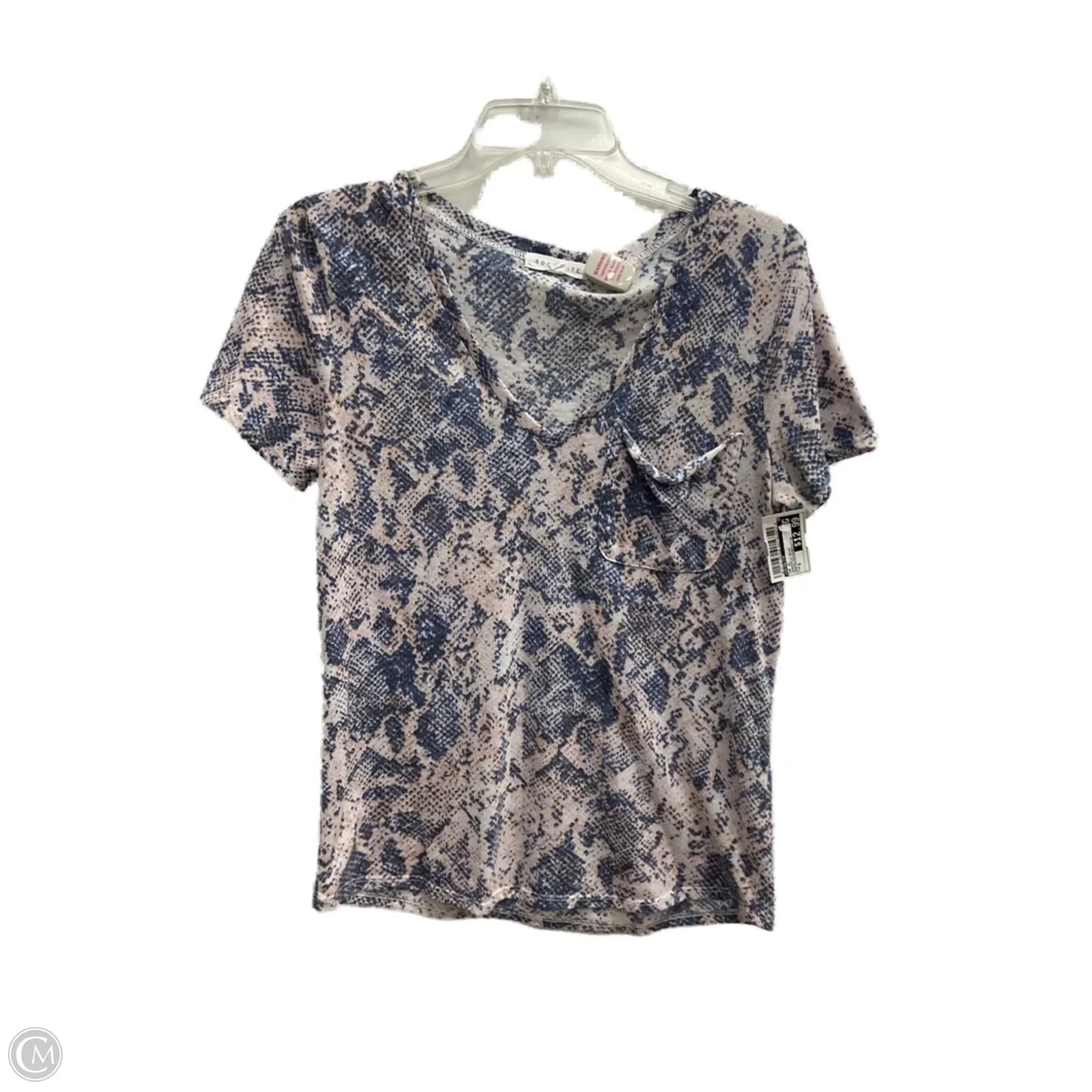 Top Short Sleeve By Socialite In Snakeskin Print, Size: S