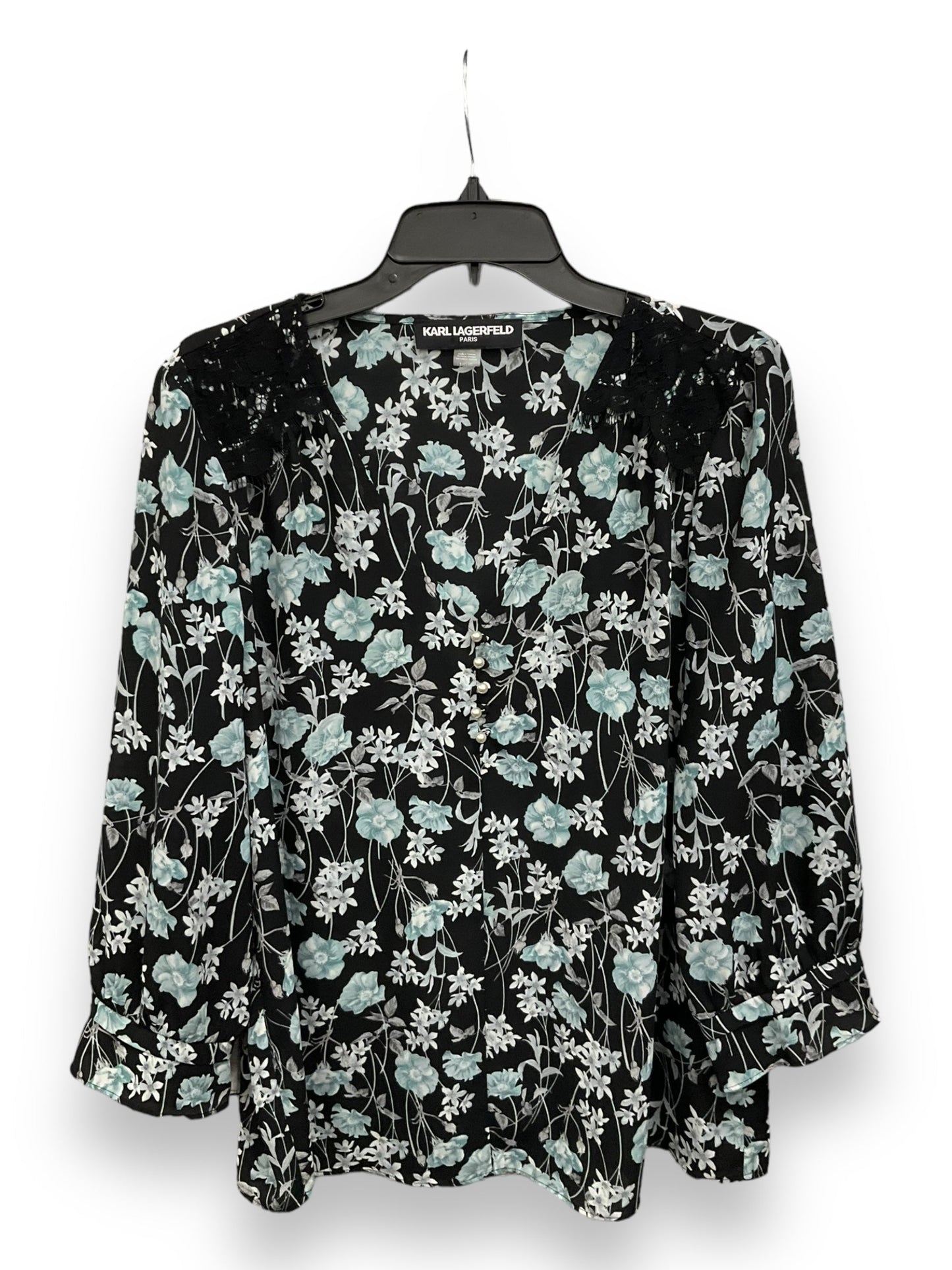 Blouse 3/4 Sleeve By Karl Lagerfeld In Floral Print, Size: L