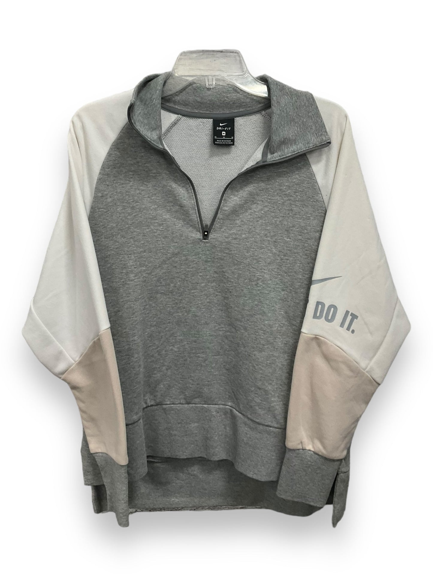 Sweatshirt Collar By Nike Apparel In Grey & White, Size: M