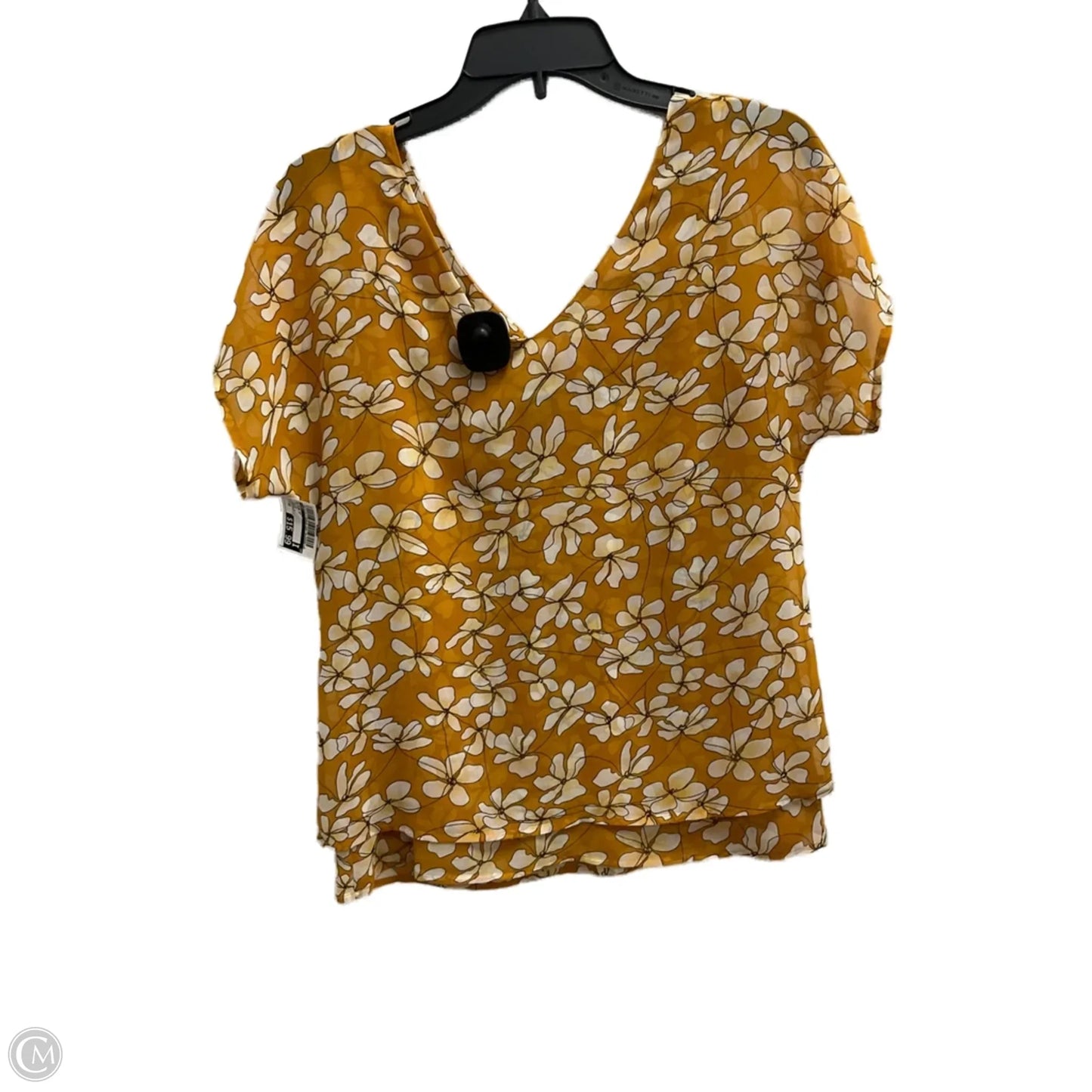Blouse Short Sleeve By Cabi In Yellow, Size: Xs