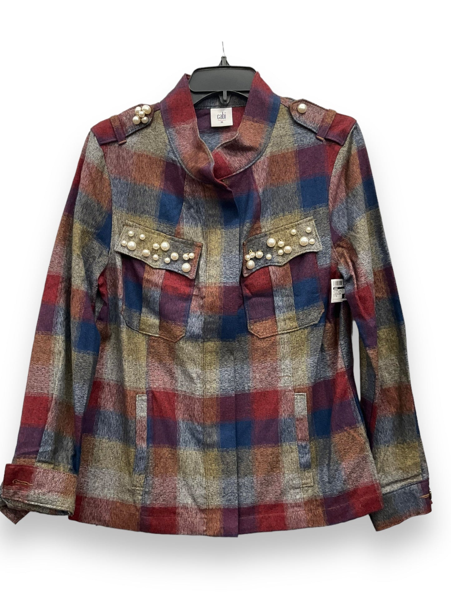 Jacket Shirt By Cabi In Plaid Pattern, Size: M