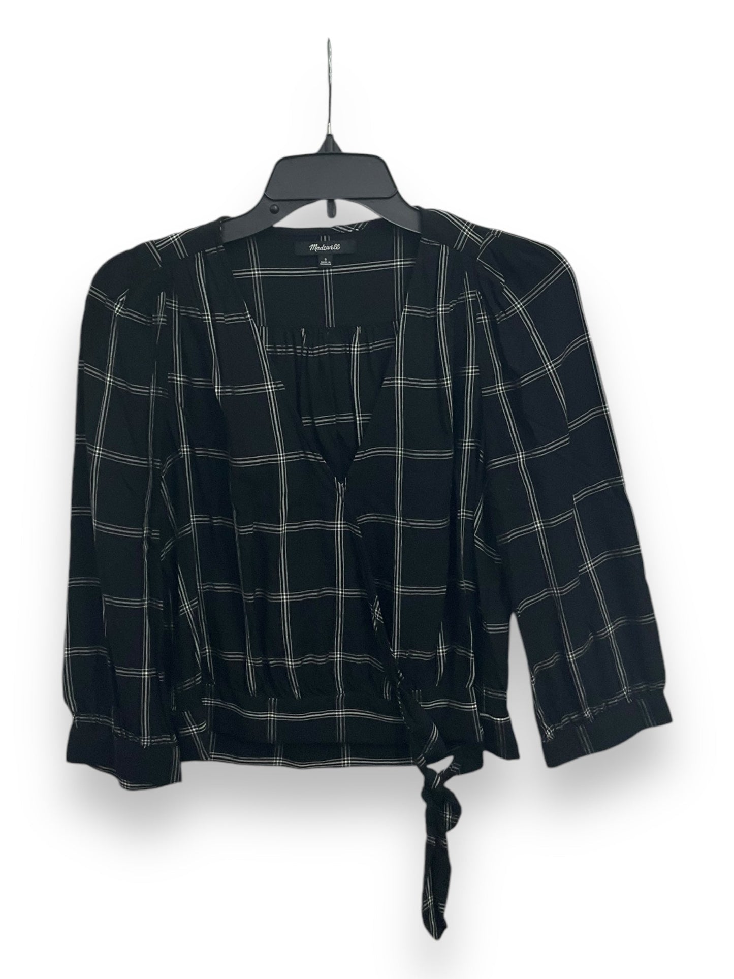 Top 3/4 Sleeve By Madewell In Plaid Pattern, Size: S