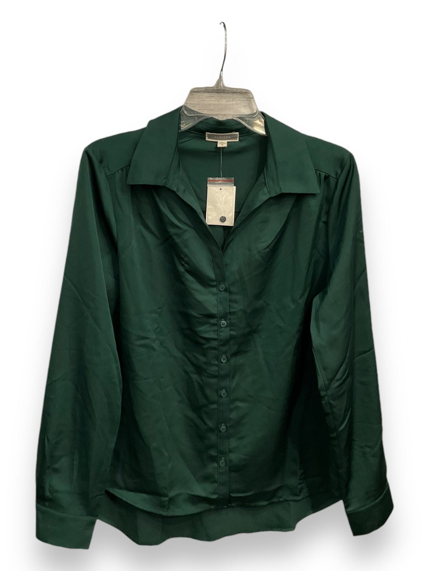 Blouse Long Sleeve By Pleione In Green, Size: M