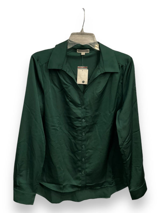 Blouse Long Sleeve By Pleione In Green, Size: M