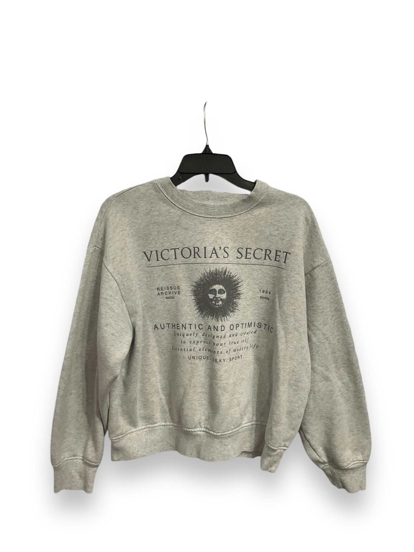 Sweatshirt Crewneck By Victorias Secret In Grey, Size: M