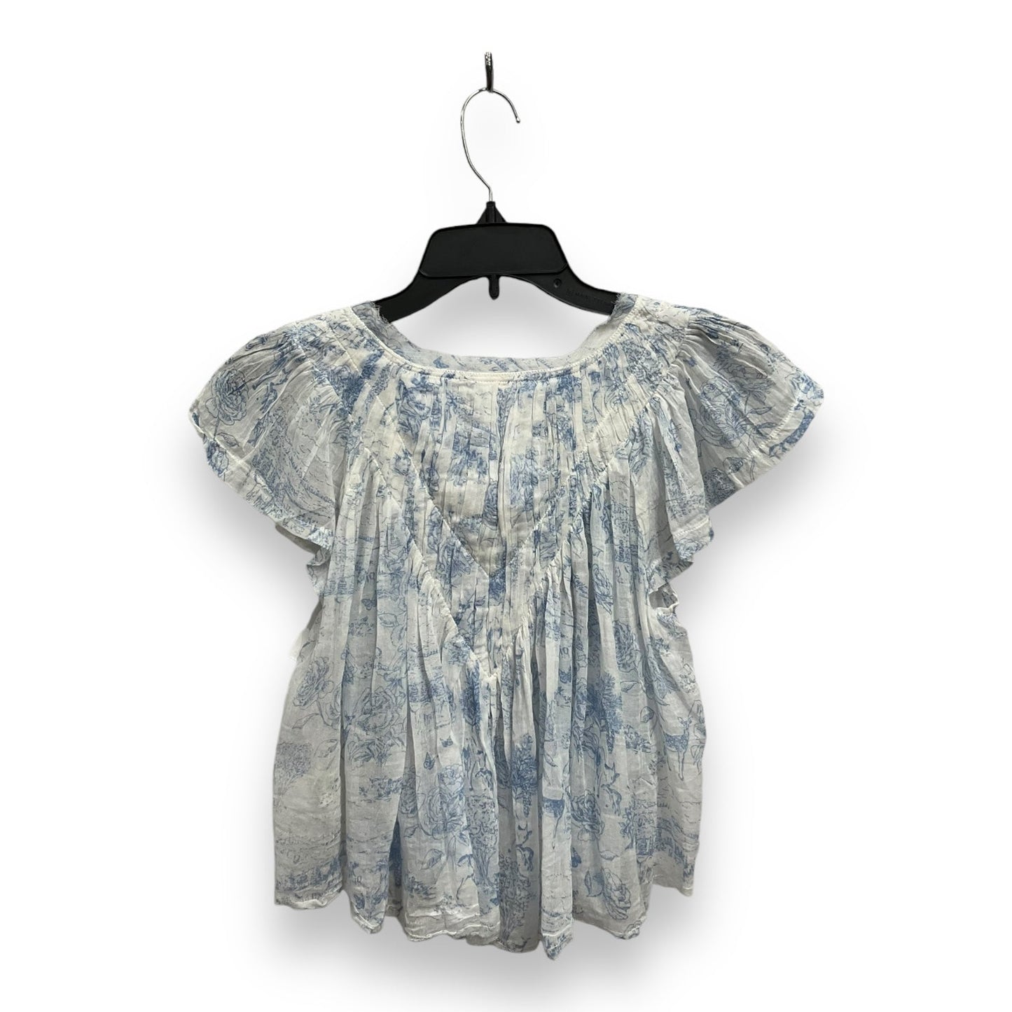 Top Short Sleeve By Free People In Blue & White, Size: Xs