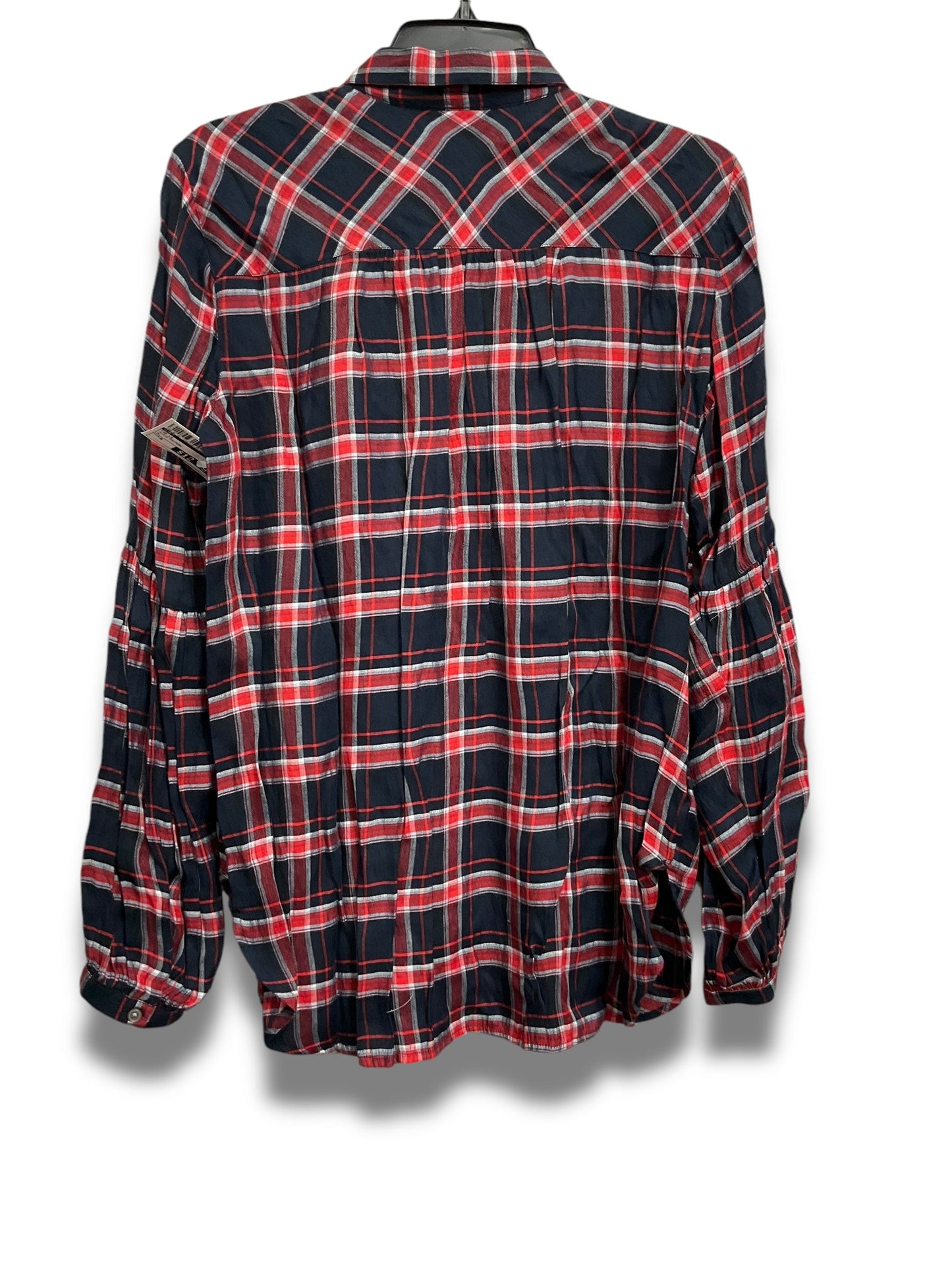 Top Long Sleeve By Loft In Plaid Pattern, Size: M