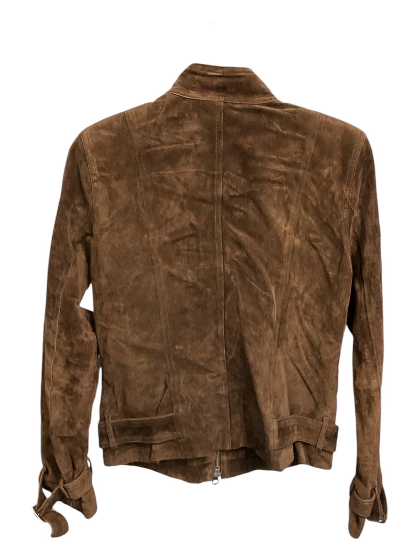 Jacket Moto Leather By Context In Brown, Size: S