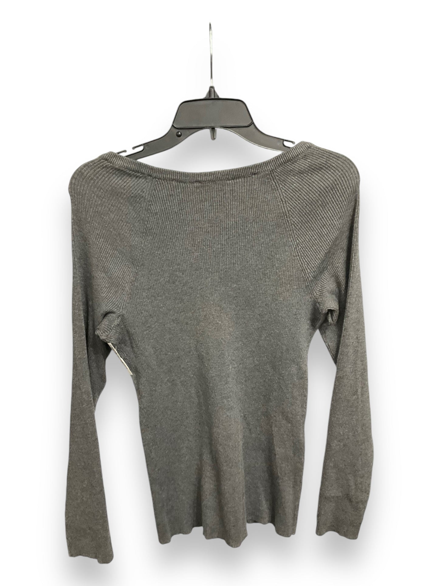 Top Long Sleeve By Inc In Grey, Size: L