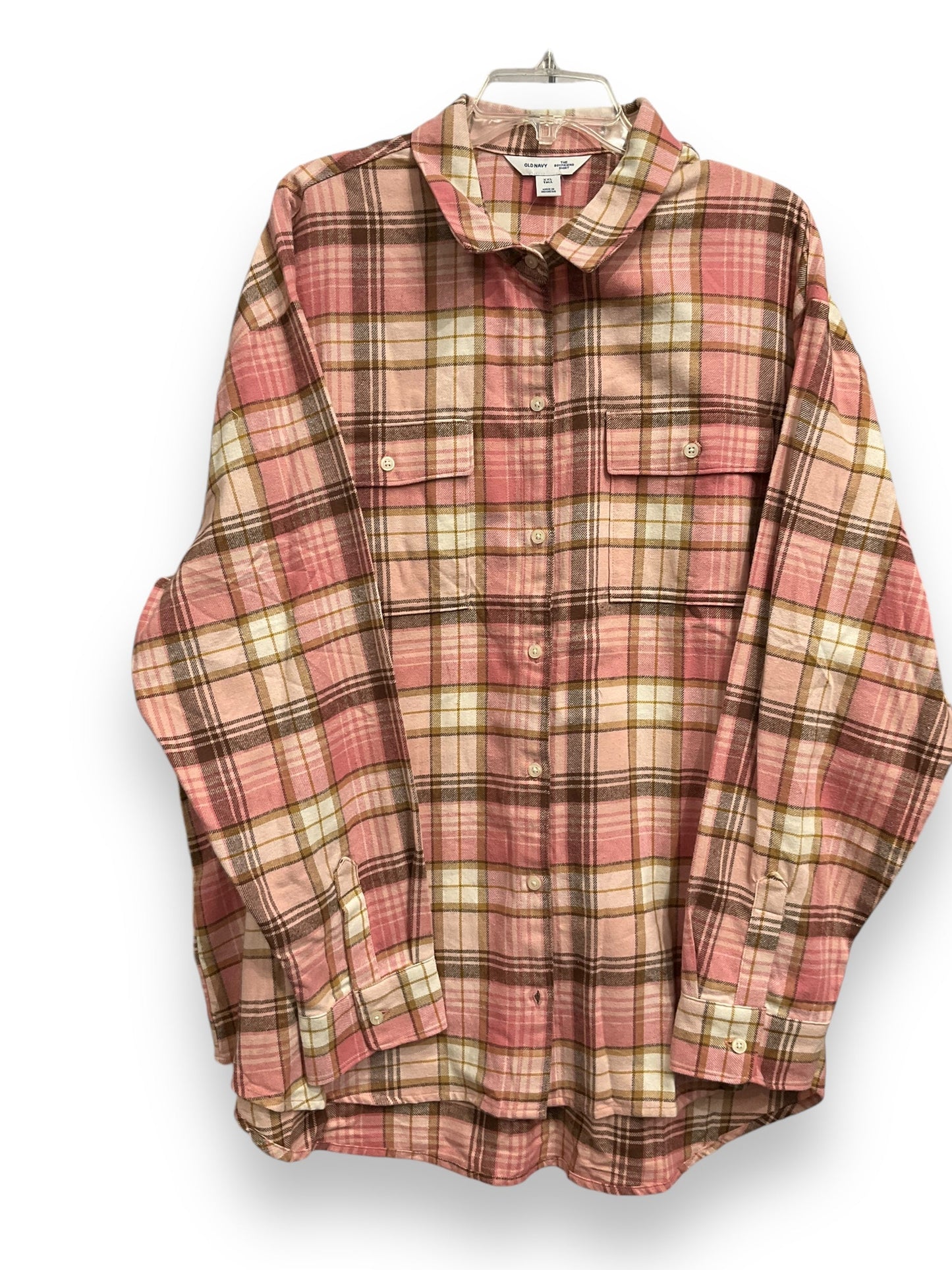 Top Long Sleeve By Old Navy In Plaid Pattern, Size: Xxl