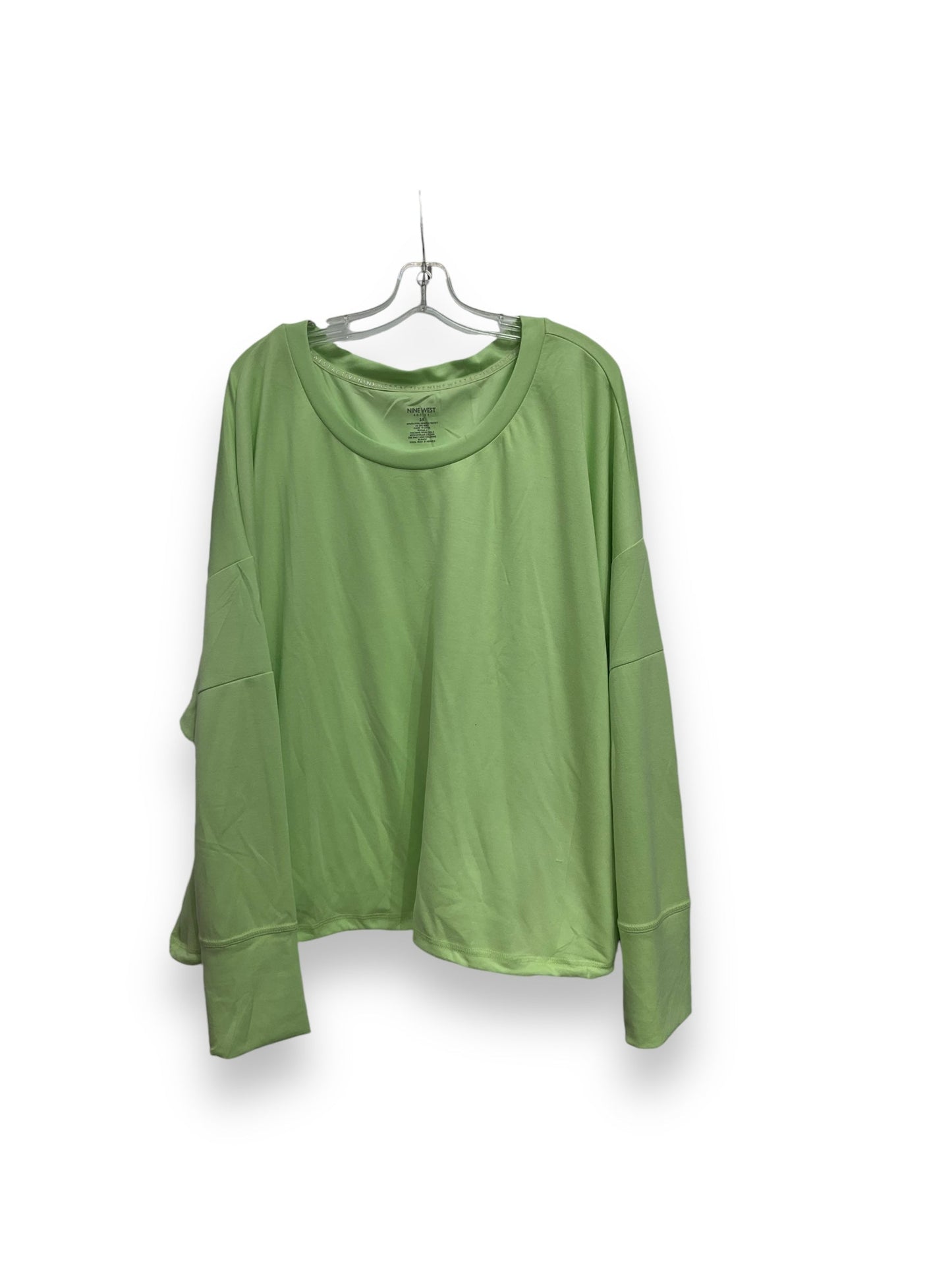 Athletic Top Long Sleeve Collar By Nine West In Green, Size: 3x