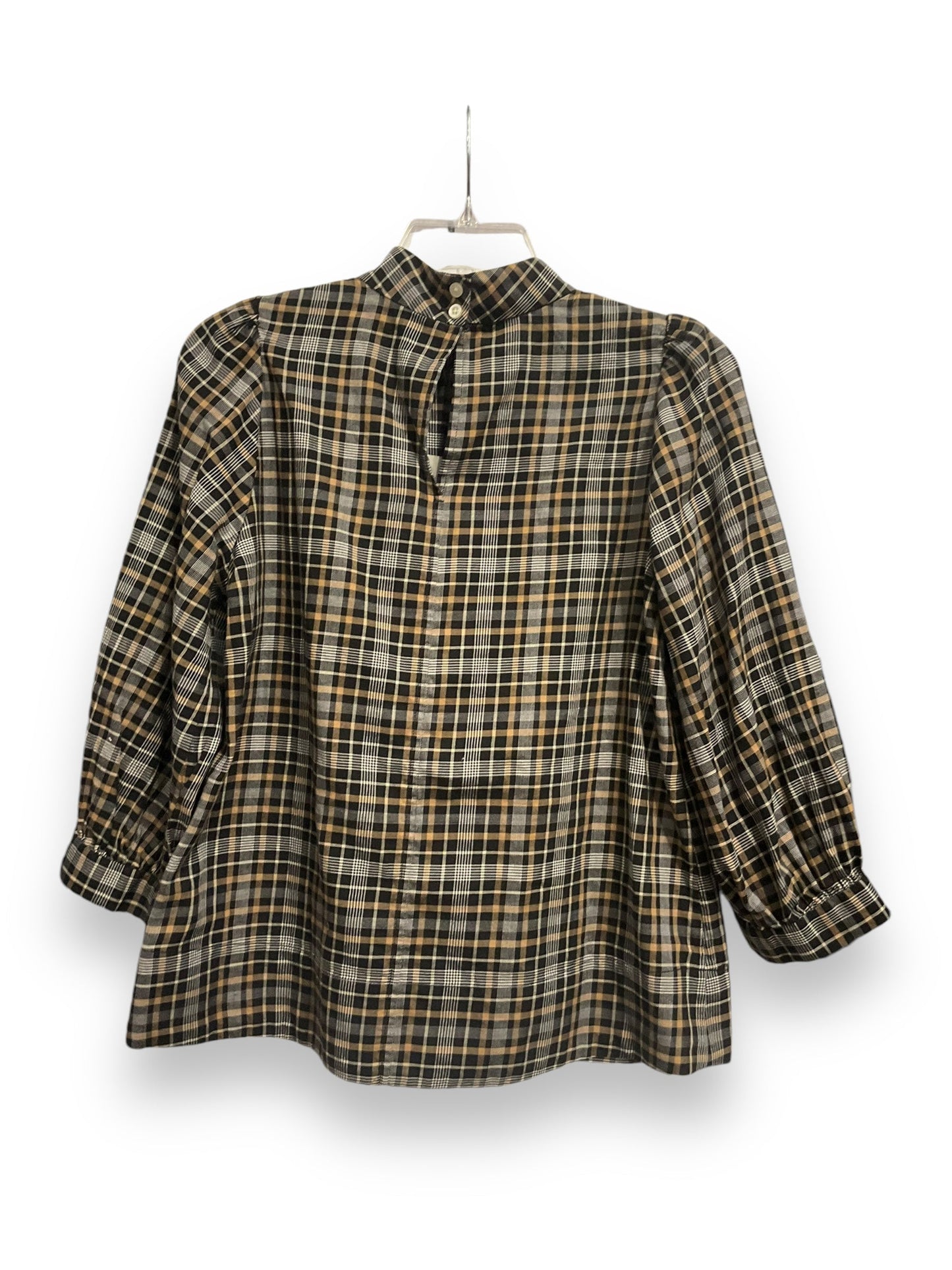 Top 3/4 Sleeve By Everlane In Plaid Pattern, Size: Xs