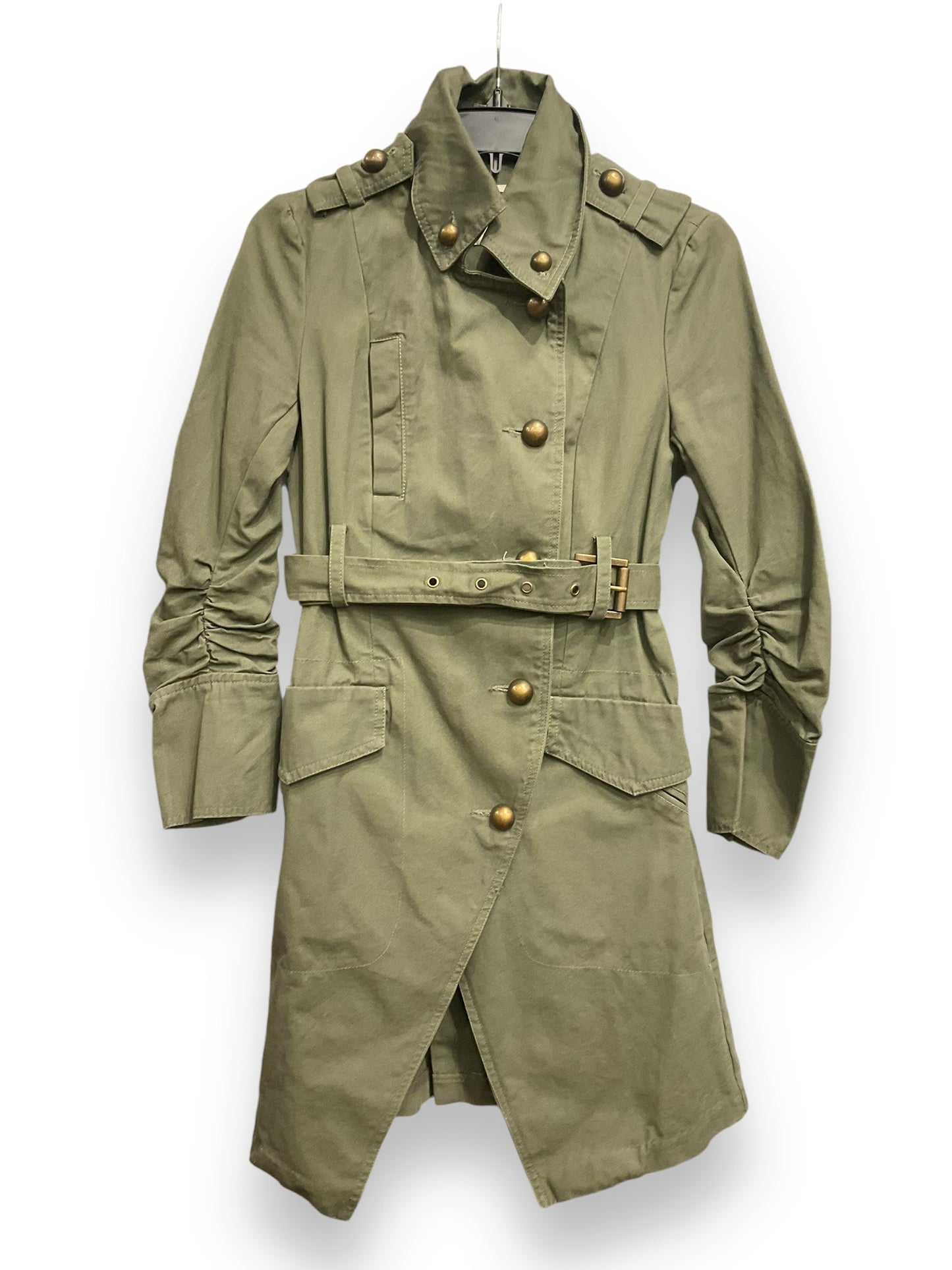 Coat Trench Coat By Kut In Green, Size: Xs