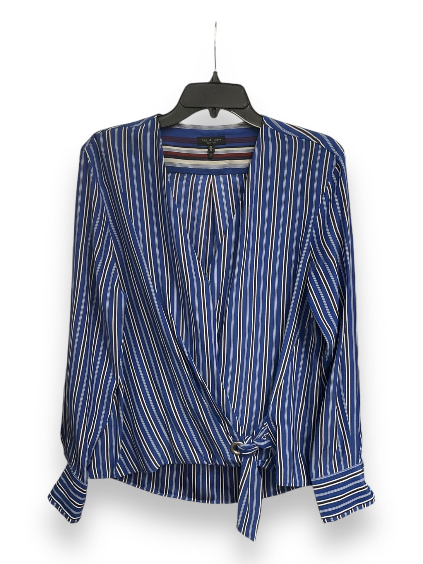 Blouse Long Sleeve By Rag And Bone In Striped Pattern, Size: M