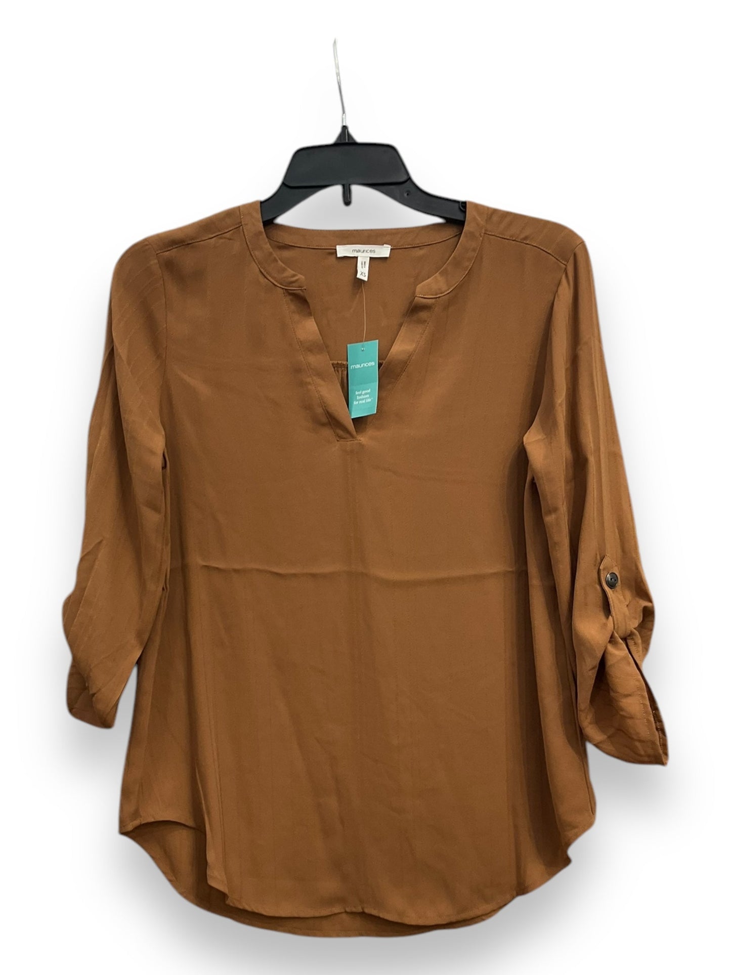 Blouse 3/4 Sleeve By Maurices In Brown, Size: Xs