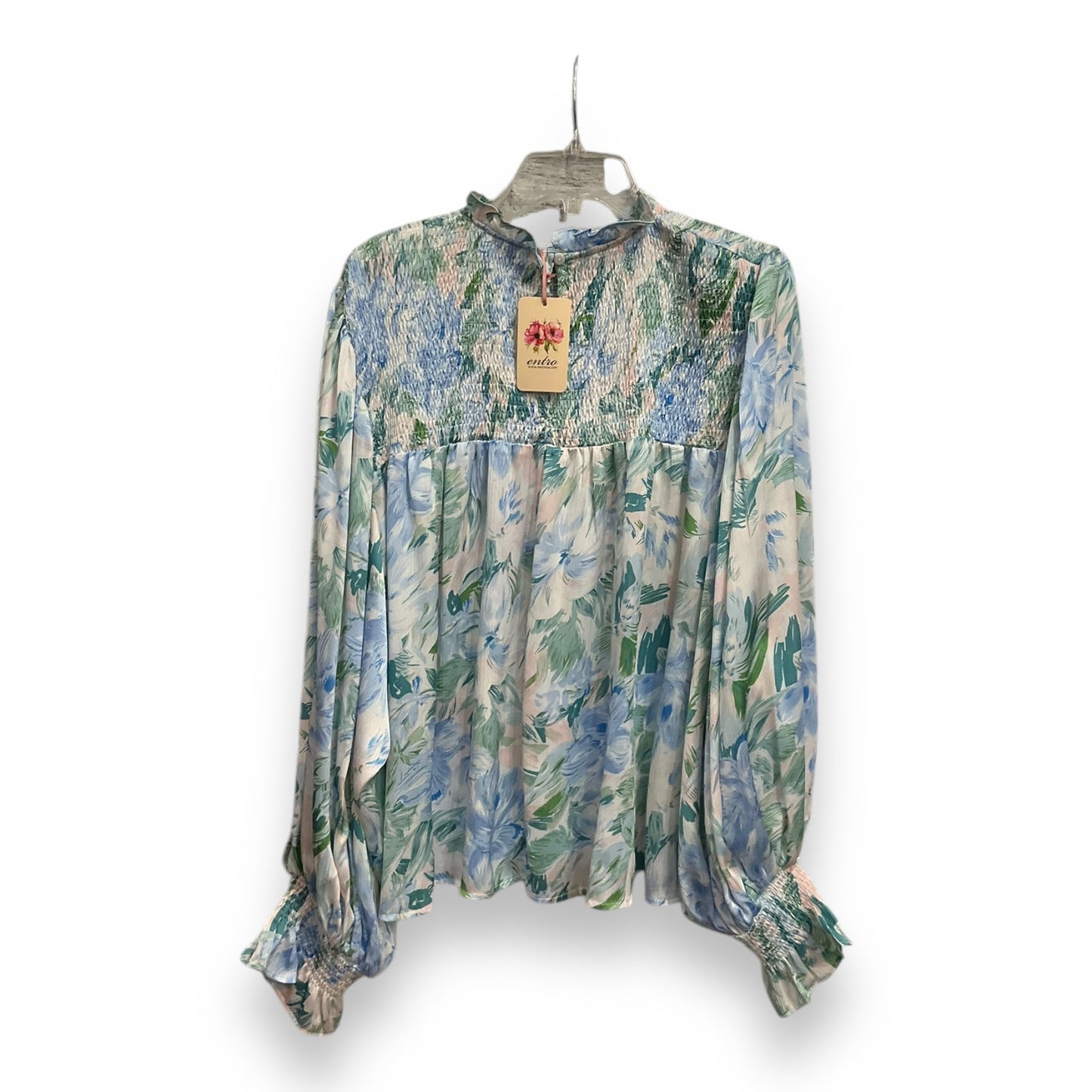 Blouse Long Sleeve By Entro In Multi-colored, Size: L