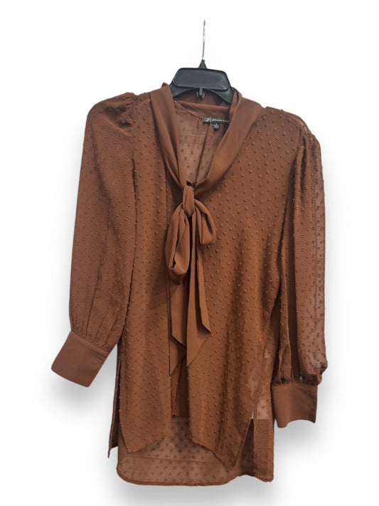 Blouse Long Sleeve By Adrianna Papell In Brown, Size: S