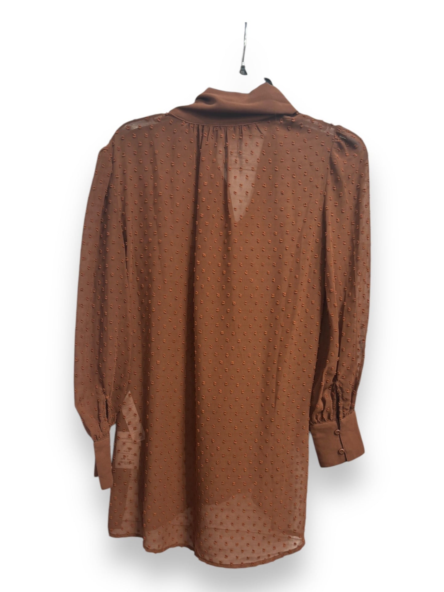 Blouse Long Sleeve By Adrianna Papell In Brown, Size: S