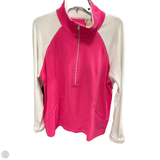 Athletic Top Long Sleeve Collar By Tommy Bahama In Pink & White, Size: Xl
