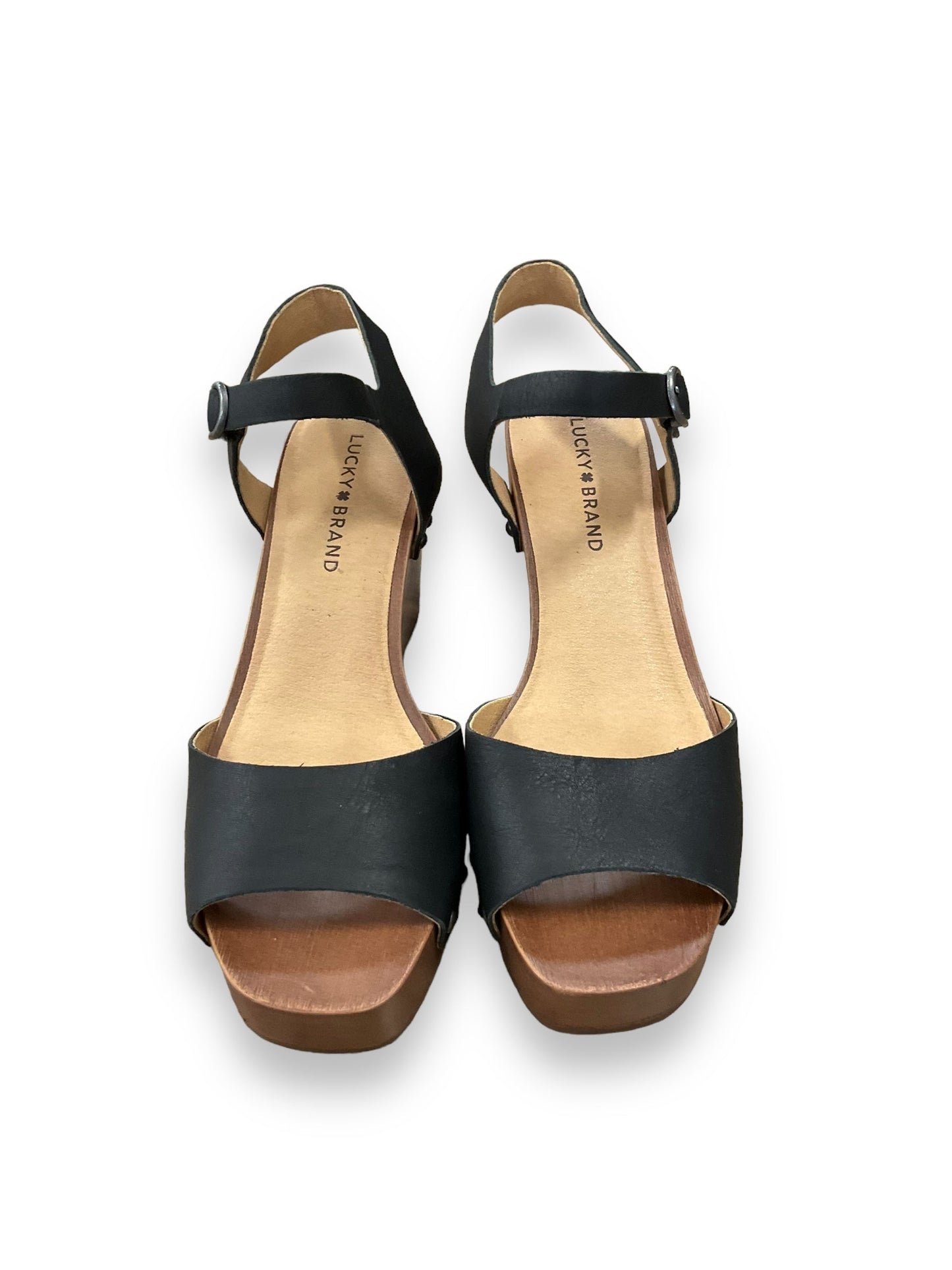 Black Sandals Heels Wedge Lucky Brand, Size 7.5