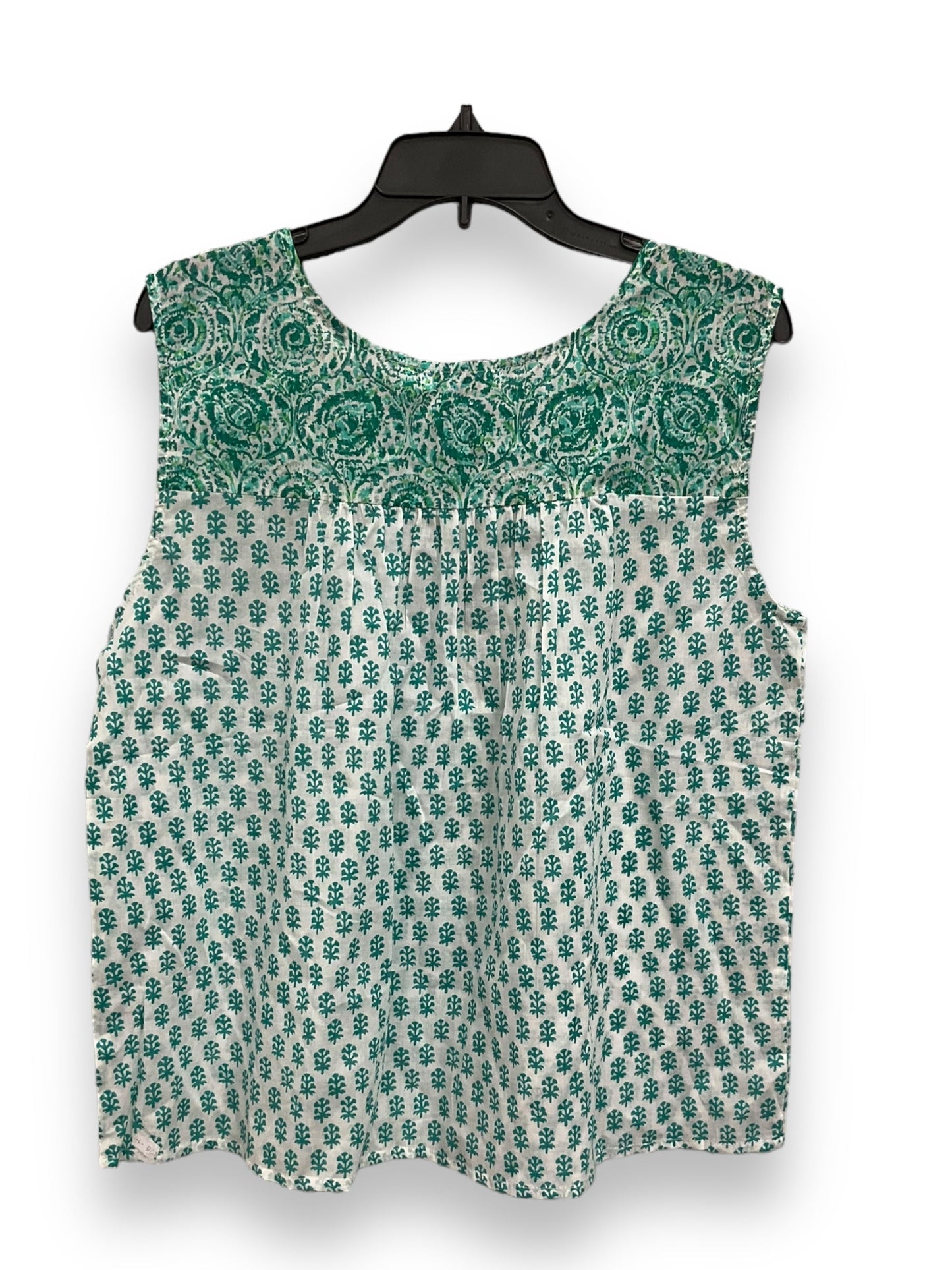 Green & White Top Sleeveless Cmb, Size L