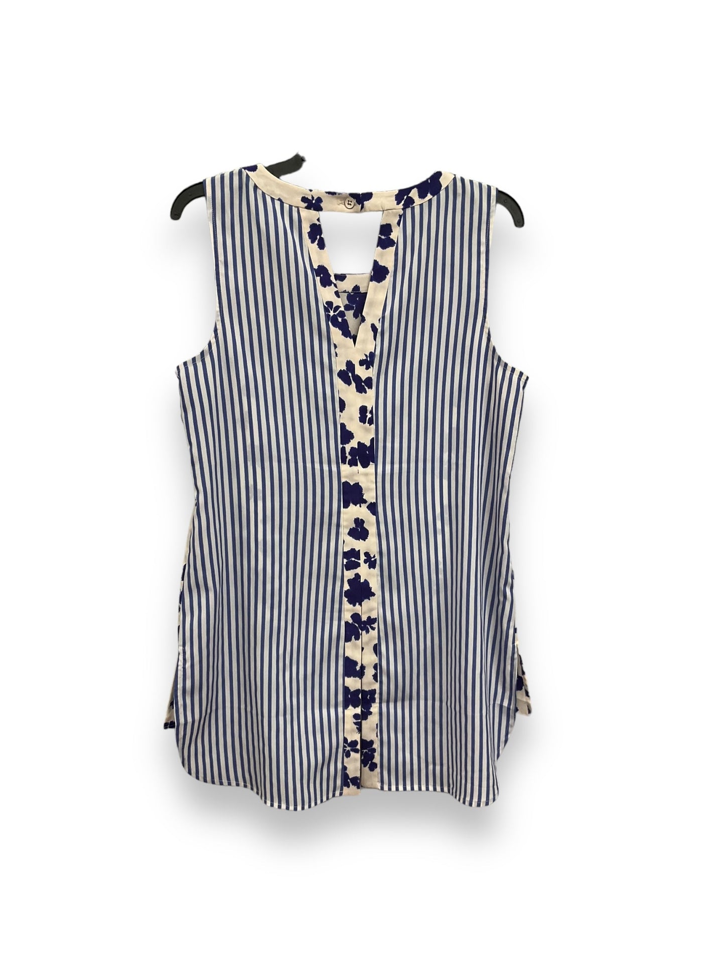 Blue & White Blouse Sleeveless Cabi, Size M