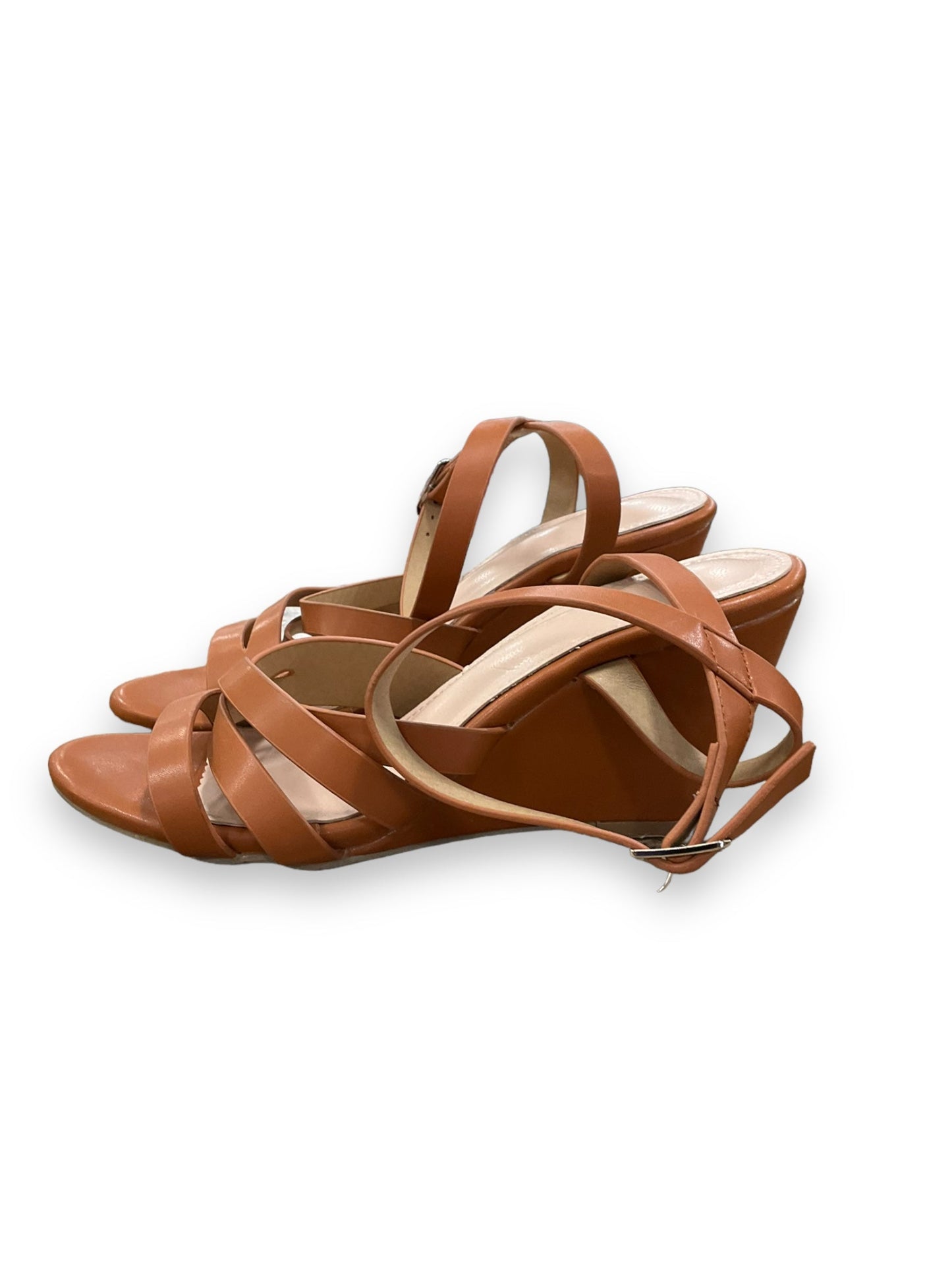 Brown Sandals Heels Wedge Cmf, Size 8.5
