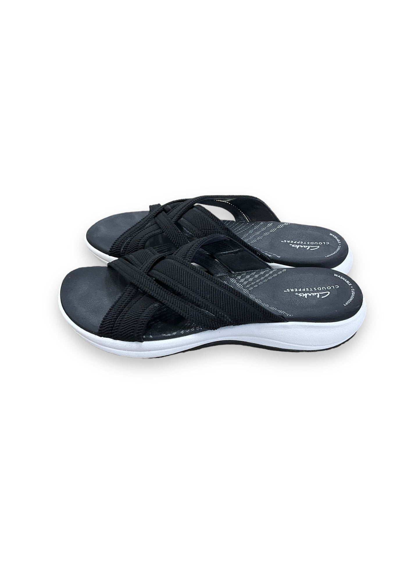 Black Sandals Flats Clarks, Size 8