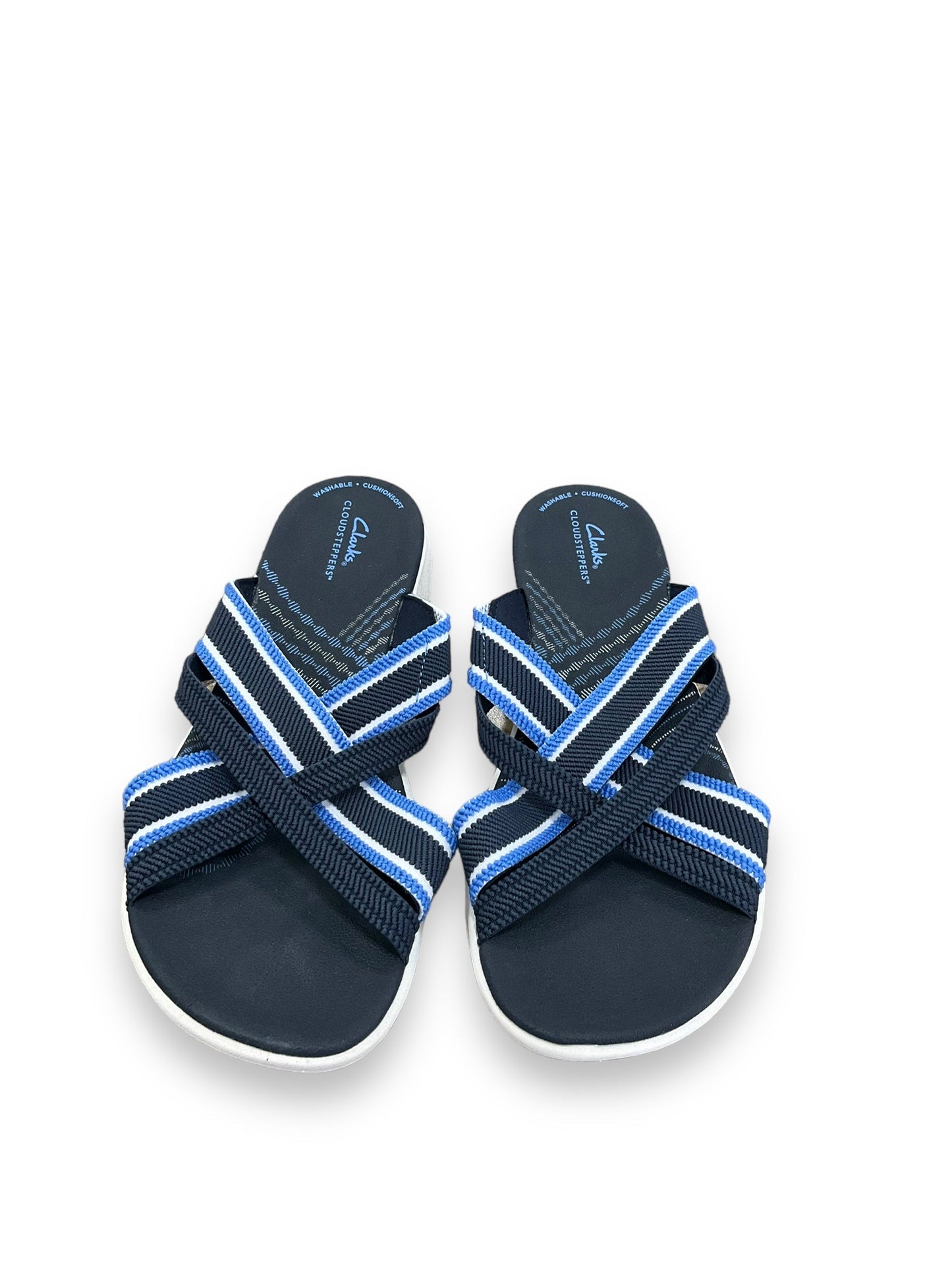 Nautical Print Sandals Flats Clarks, Size 8